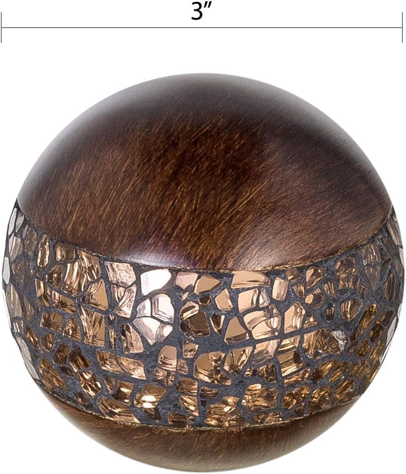 Schonwerk Brown Walnut Decorative Orbs for Bowls and Vase Fillers (Set of 3) Resin Sphere Balls for Living, Dining Room, Coffee Table Centerpiece Home Decor - Great Gift Idea