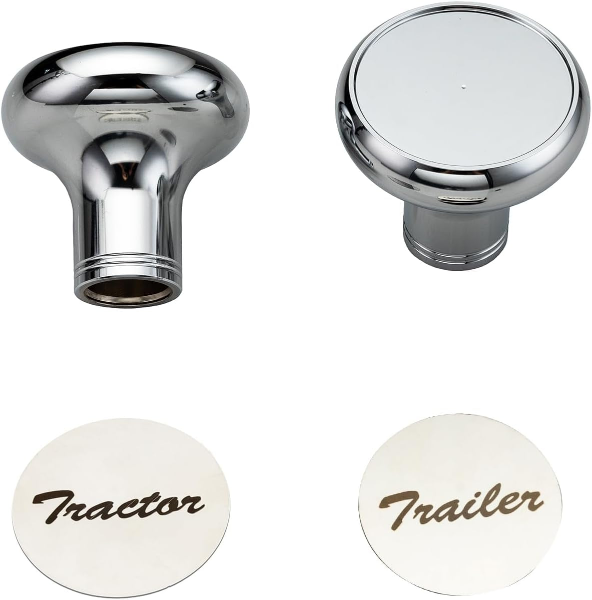 Pair of Tractor/Trailer Air Valve Knobs Made from Aluminum Interior Accessories Air Brake Knobs Compatible with Kenworth T680 Peterbilt 379 389 579 Freightliner, Chrome Stainless Steel (2 Set) TRUCK DRIVER