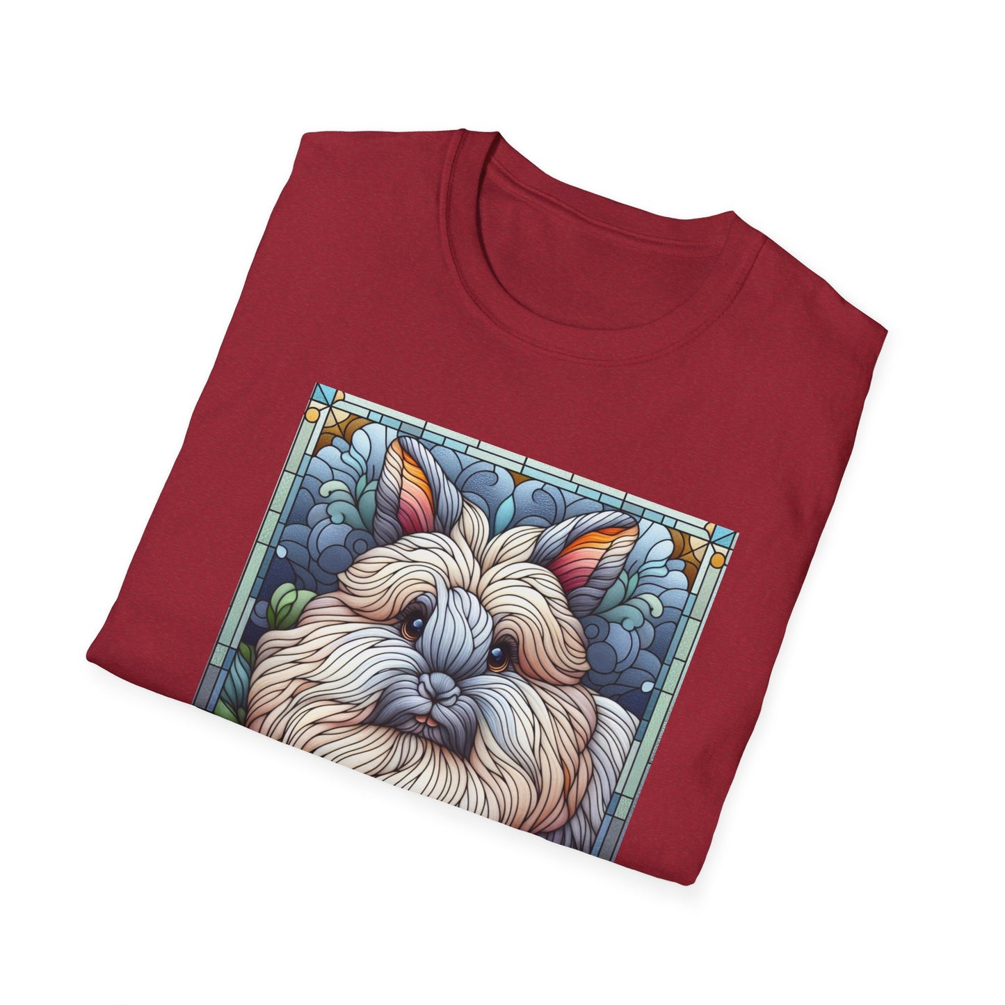 Angora Rabbit Animal Stained Glass Design Unisex Softstyle T-Shirt