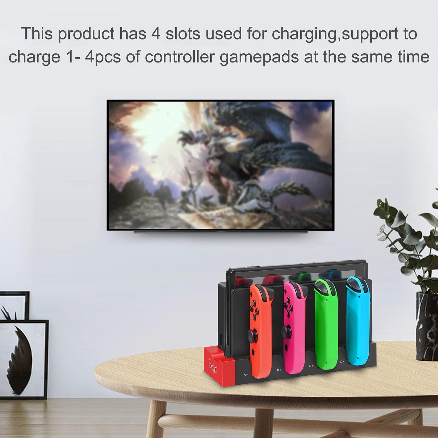 Charging Dock Station for Joycon Nintendo Switch & OLED - Charges up to 4 Controllers, Compatible with Switch and Switch OLED Model