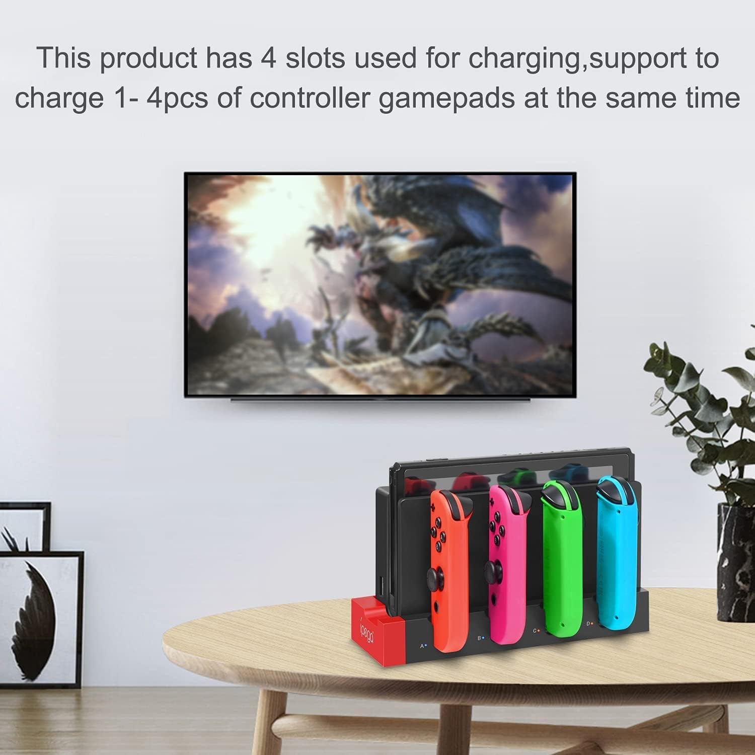 Charging Dock Station for Joycon Nintendo Switch & OLED - Charges up to 4 Controllers, Compatible with Switch and Switch OLED Model