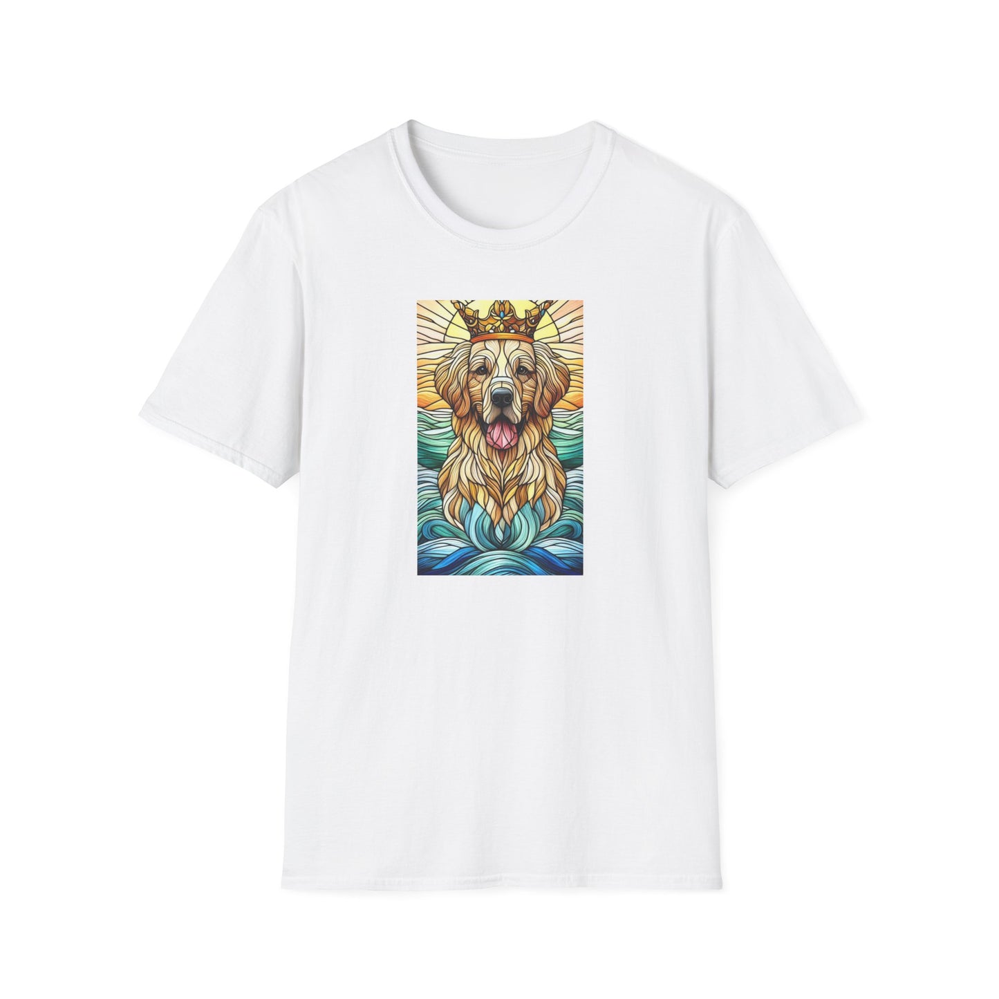Golden Retriever Animal Stained Glass Design Unisex Softstyle T-Shirt