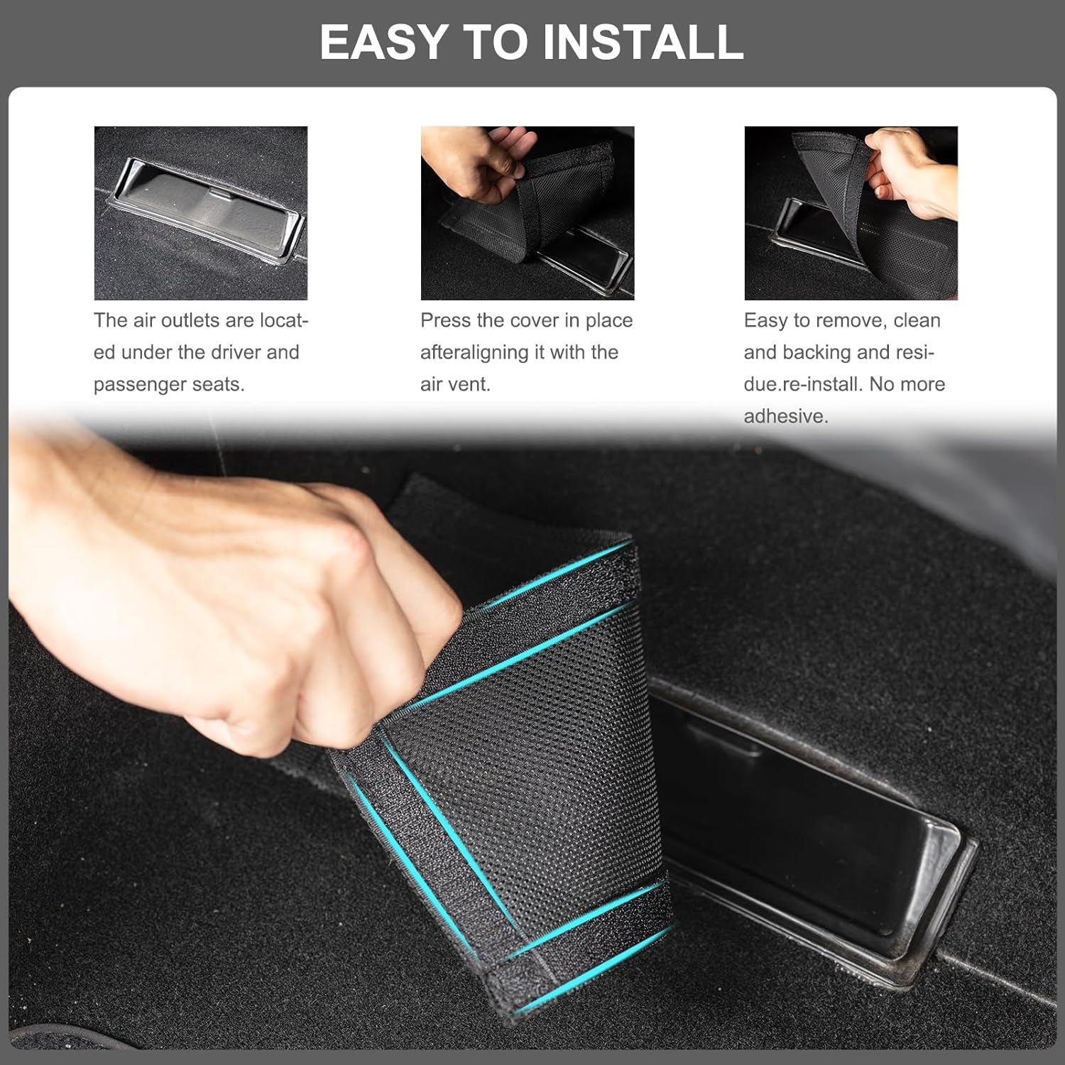 Vent Cover 2023 for Tesla Model Y, Universal Air Vent Cover Compatible with Tesla Model 3 and Model Y 2023 2022 2021 2020 2019, Mesh Rear Floor Backseat under Seat Grille, Set of 2