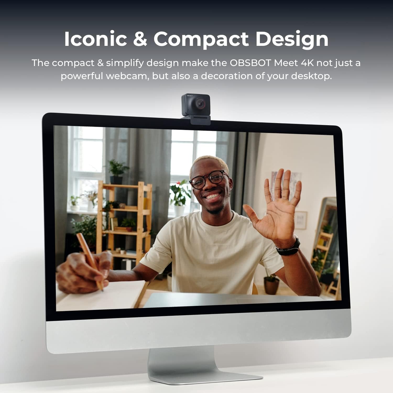 Meet Ai-Powered 4K Webcam, AI Framing & Autofocus, Webcam with Microphone, Background Bokeh, 60 FPS, HDR Low-Light Correction, Beauty Mode, Webcam for PC, Streaming, Conference, Gaming, Etc.