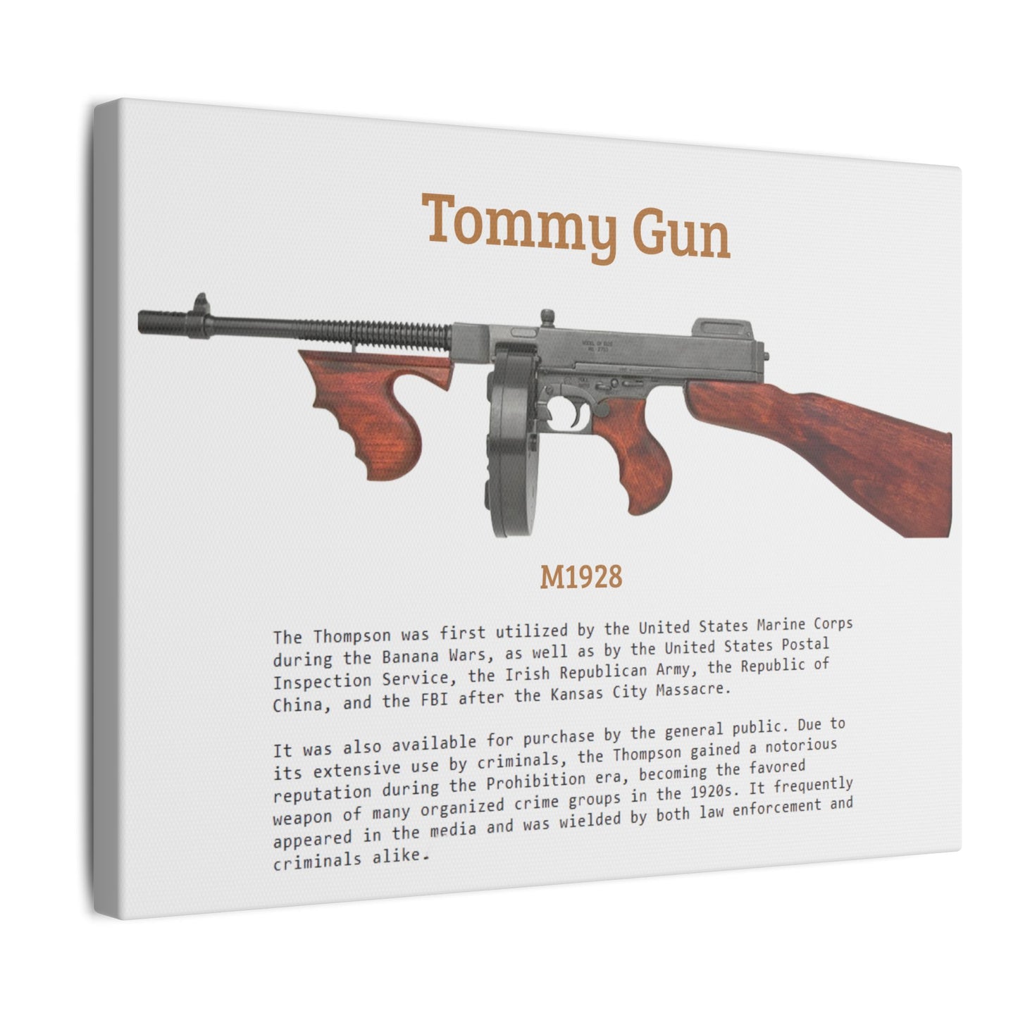 Thompson submachine gun TOMMY GUN M1928 Matte Canvas, Stretched, 0.75" (Multi-Size)