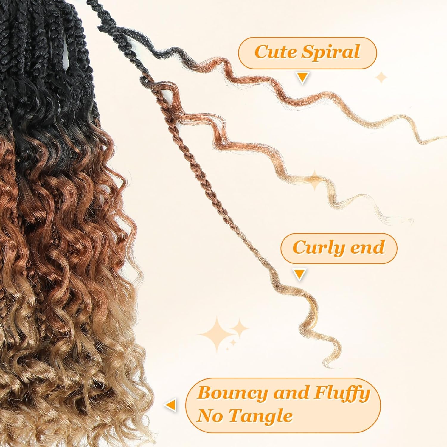 Goddess Box Braids Crochet Hair 10 Inch Boho Crochet Box Braids with Curly Ends,9 Packs Bohomian Box Braids Crochet Hair for Black Women Pre Looped Box Braids Crochet Hair (10Inch,1B/30/27)