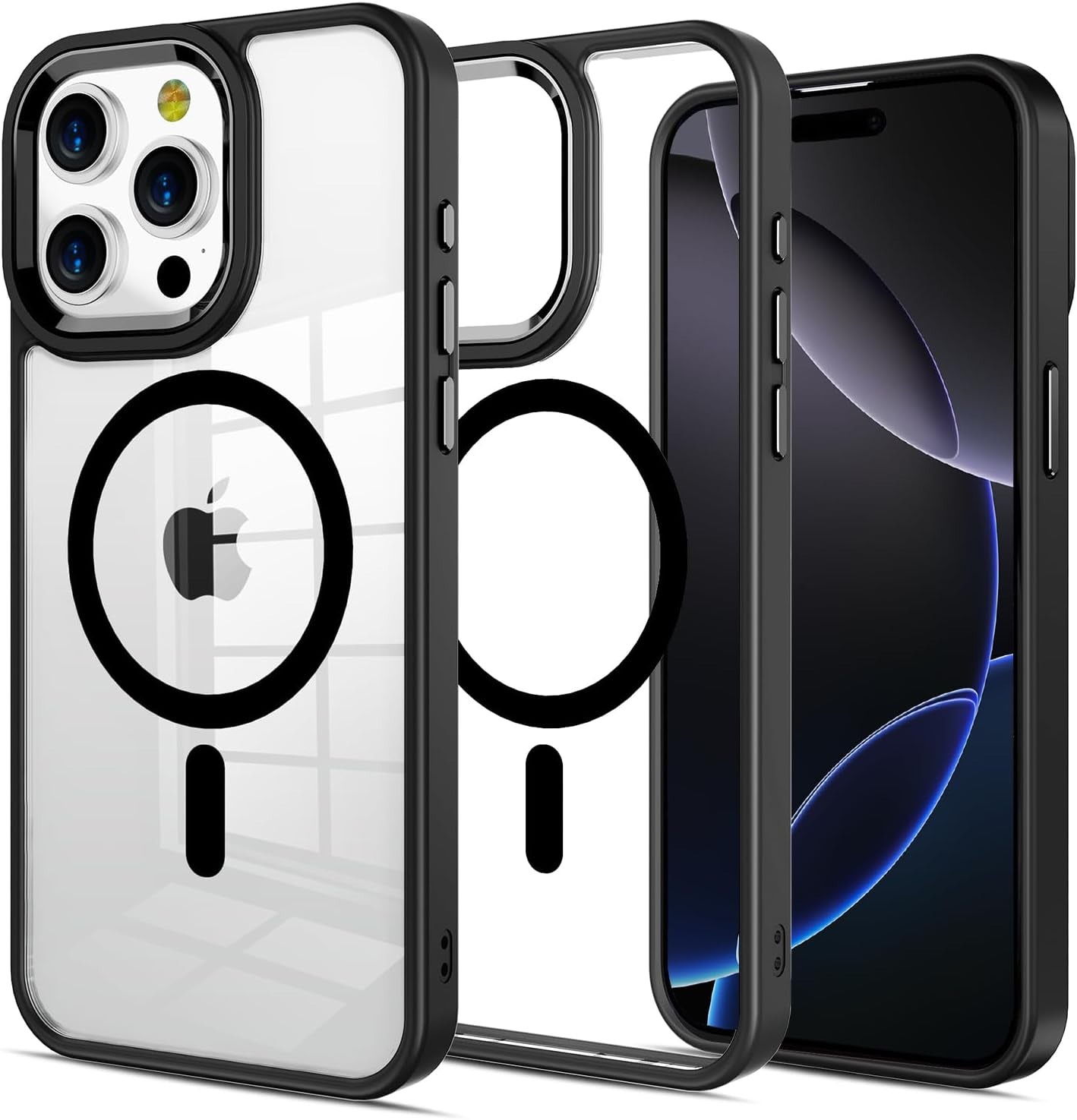 2025 New Magnetic for Iphone 16E Case,Compatible with Magsafe,Military Grade Drop Tested, Shockproof Matte Translucent Hard Back Slim Protective Case.Black Magnetic Circle.