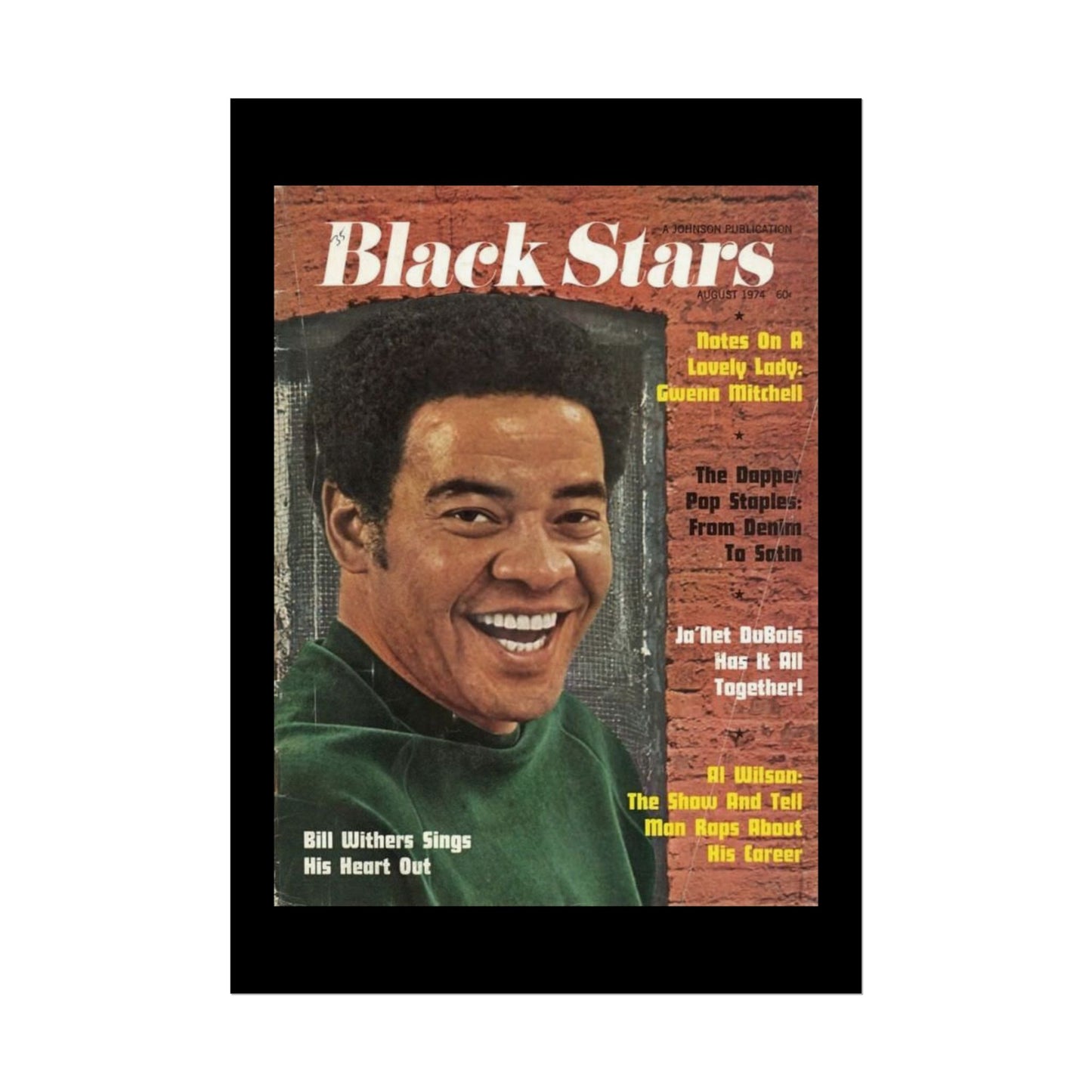 Vintage Music Rolled Posters - Bill Withers, August 1974 Design