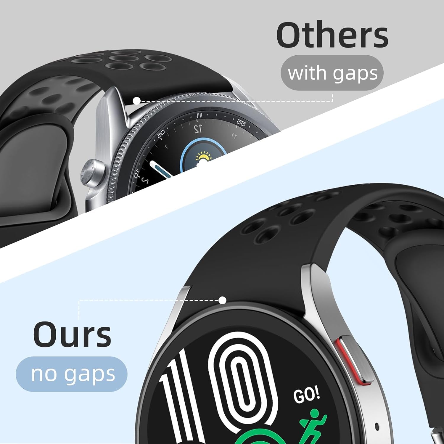 No Gap Sport Band Compatible with Samsung Galaxy Watch 7/6/5/4 Band 40Mm 44M/Galaxy Watch Fe/Watch 6 4 Classic 43Mm 47Mm 42Mm 46Mm/Watch 5 Pro 45Mm, 20Mm Soft Silicone Wristbands for Women Men