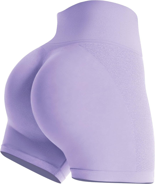 Gym Shorts Women, Seamless Yoga Workout Shorts, High-Waisted Scrunch Butt Booty Lifting Athletic Running Shorts