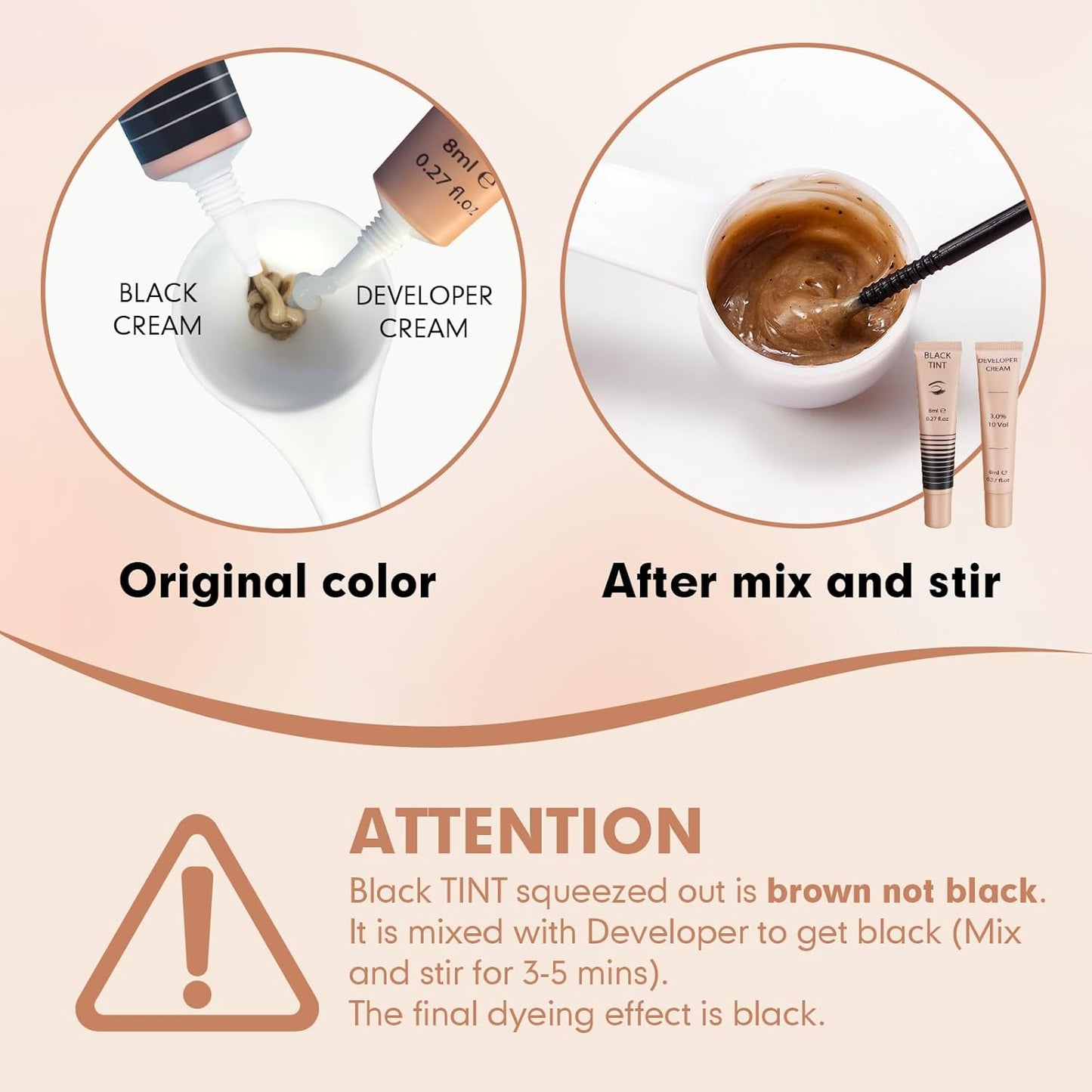 Lash Color Kit - Professional Eyelash and Brow Color with Natural Black Effects, Safe & Easy to Use 8Ml