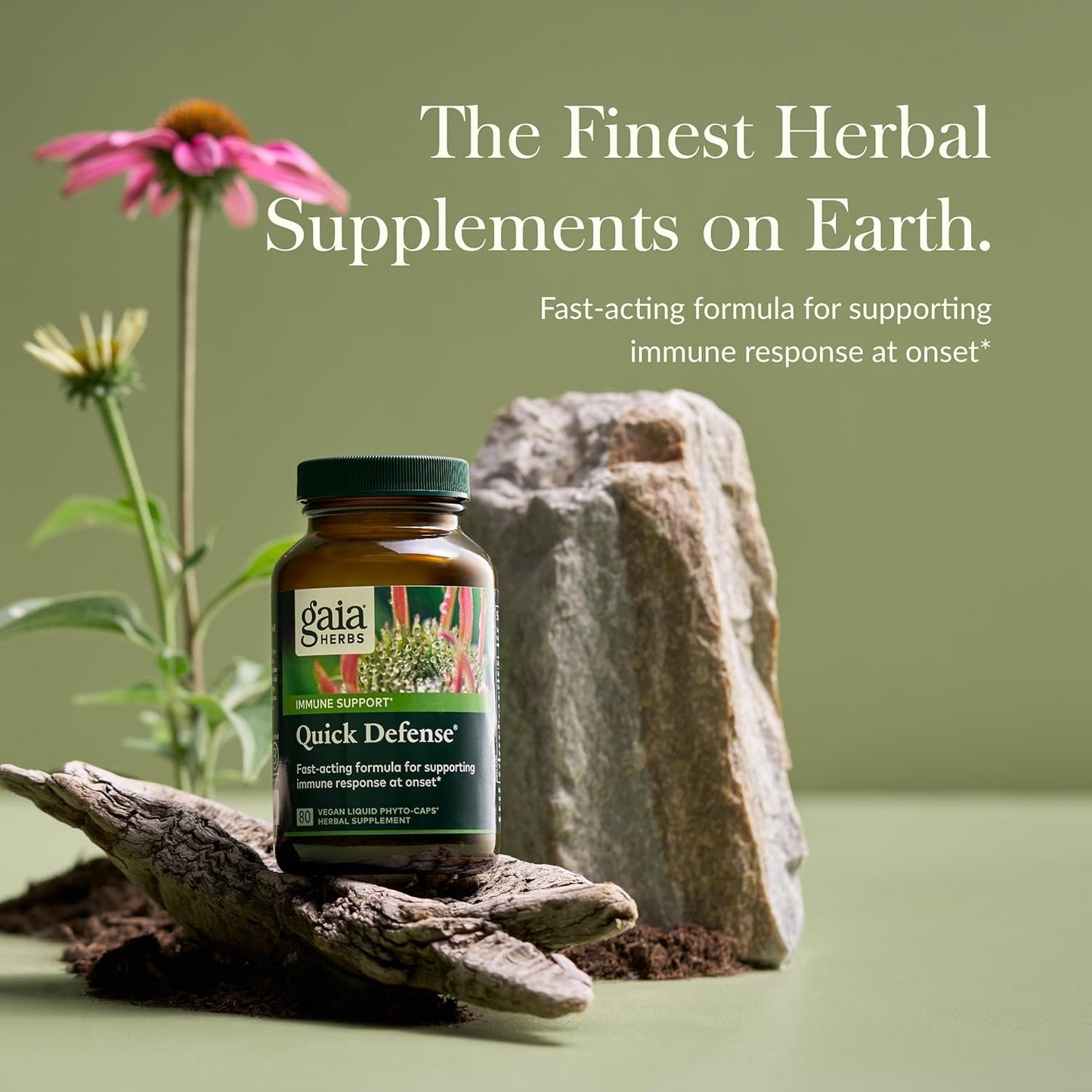 Quick Defense - Fast-Acting Immune Support Supplement for Use at Onset of Symptoms - with Echinacea, Black Elderberry, Ginger & Andrographis - 80 Vegan Liquid Phyto-Capsules (8-Day Supply) TLBH