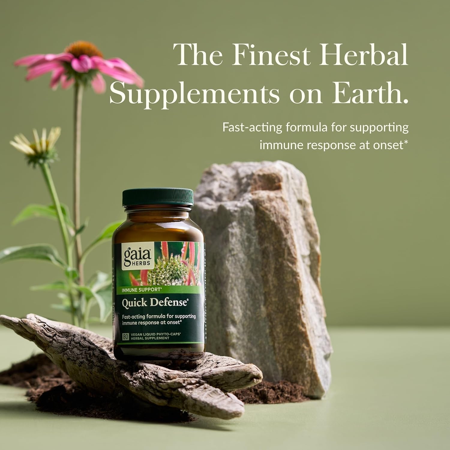 Quick Defense - Fast-Acting Immune Support Supplement for Use at Onset of Symptoms - with Echinacea, Black Elderberry, Ginger & Andrographis - 80 Vegan Liquid Phyto-Capsules (8-Day Supply) TLBH