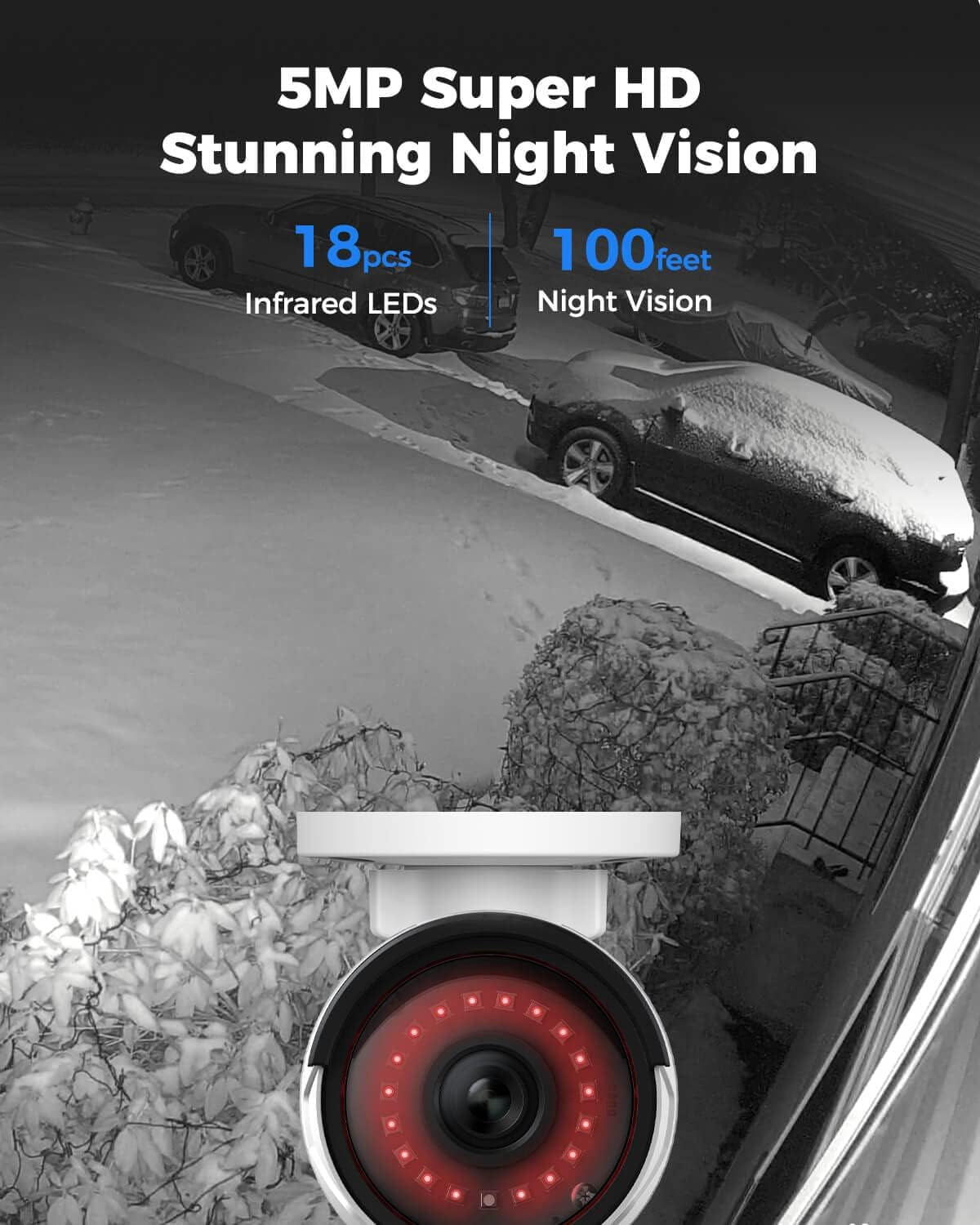 16CH 5MP Home Security Camera System, 8Pcs Wired Outdoor Poe IP Cameras with Person/Vehicle/Pet Detection, 8MP 16CH NVR with 4TB HDD for 24-7 Recording, RLK16-410B8-5MP TRUCK DRIVER