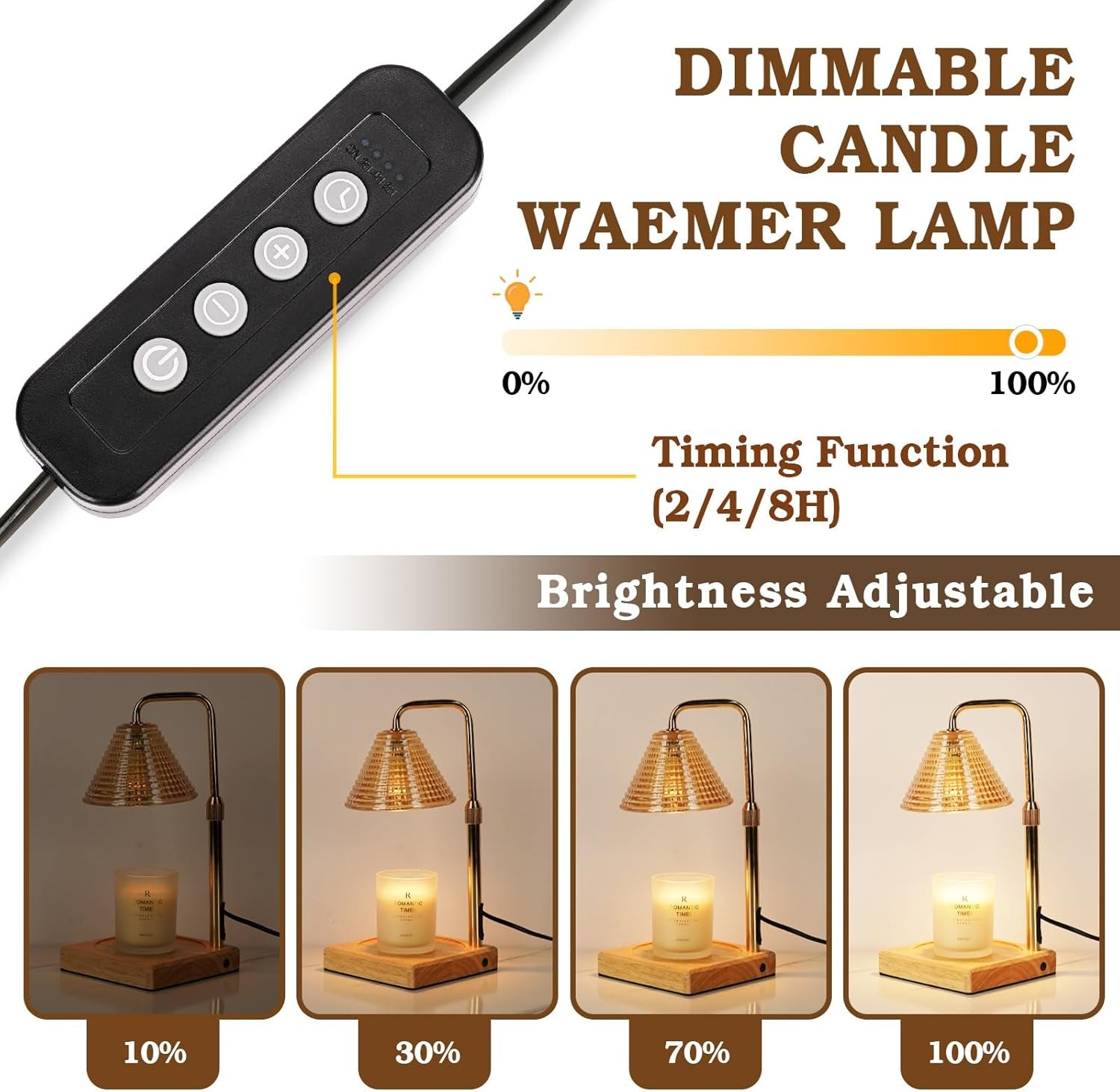 Dimmable Candle Warmer Lamp with Timer, Glass Candle Lamp Warmer for Jar Candle, Xmas Gifts for Mom Unique, 2024 Womens Gifts for Christmas, Home Decor for Bedroom Living Room Decor Aesthetic, Amber