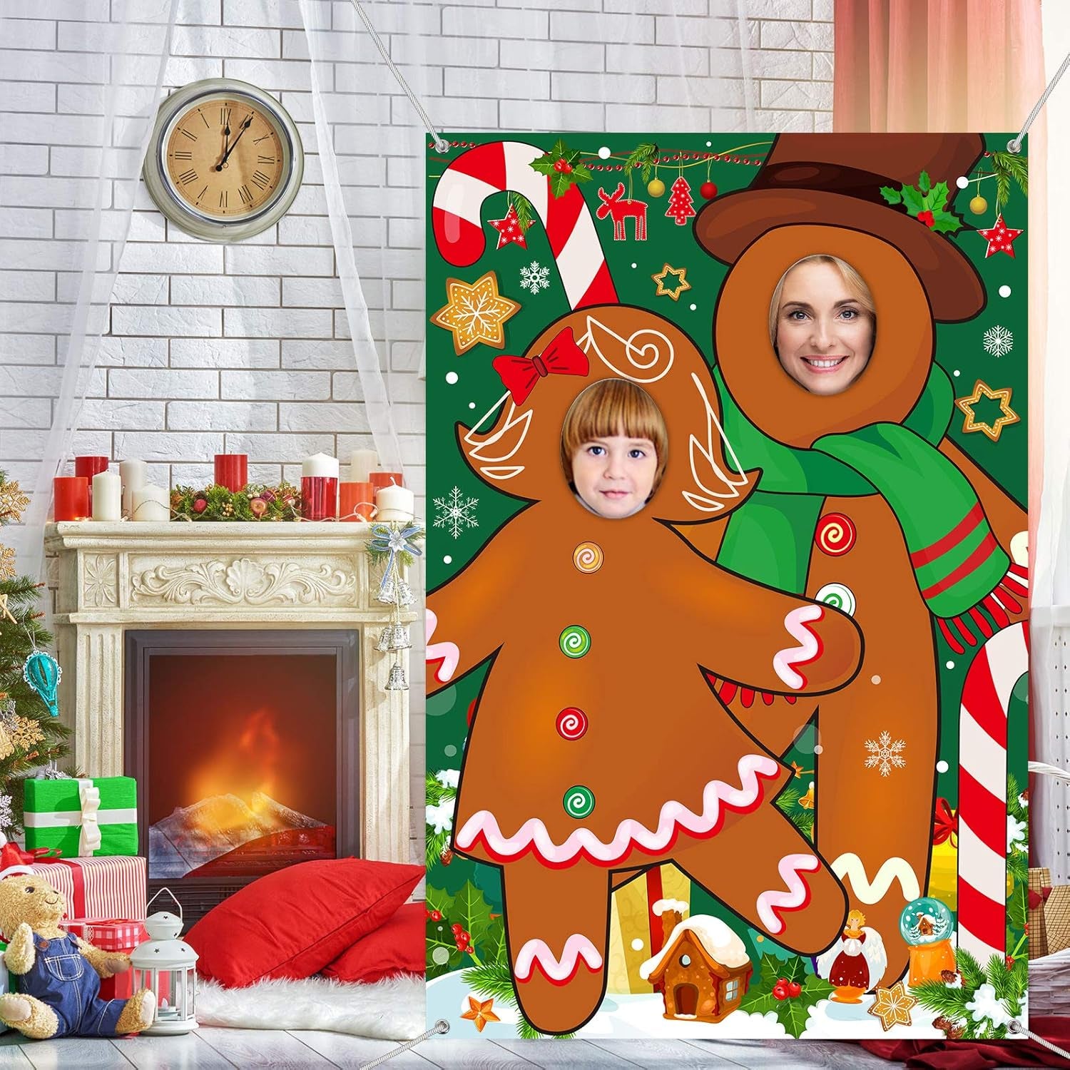 Gingerbread Backdrop Christmas Gingerbread House Backdrop Photo Booth Gingerbread Party Decors Fabric Large Photo Stand in Background for Holiday Xmas