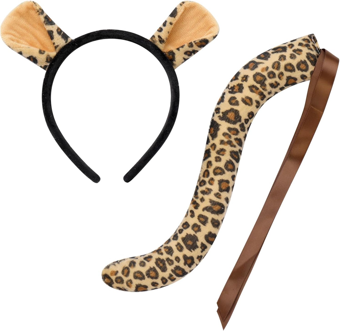 Baby Girls Jungle Animals Costume Tulle Tutu Skirt Ears Headband Bow Tie and Tail Set for Halloween Cosplay Dress Up