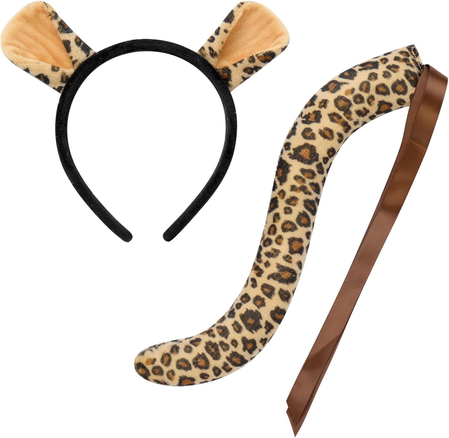 Baby Girls Jungle Animals Costume Tulle Tutu Skirt Ears Headband Bow Tie and Tail Set for Halloween Cosplay Dress Up