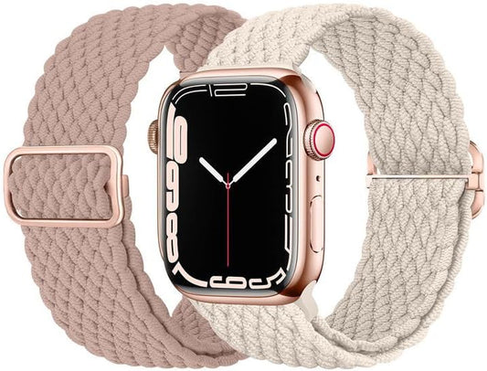 Braided Nylon Solo Loop Band - with Apple Watch Band 40Mm 44Mm 45Mm 38Mm 41Mm 42Mm 49Mm Women/Men, Adjustable Stretchy Bands Sport Wristband for Iwatch Series 9/8/7/6/5/4/3/2/1/Se/Ultra/Ultra 2