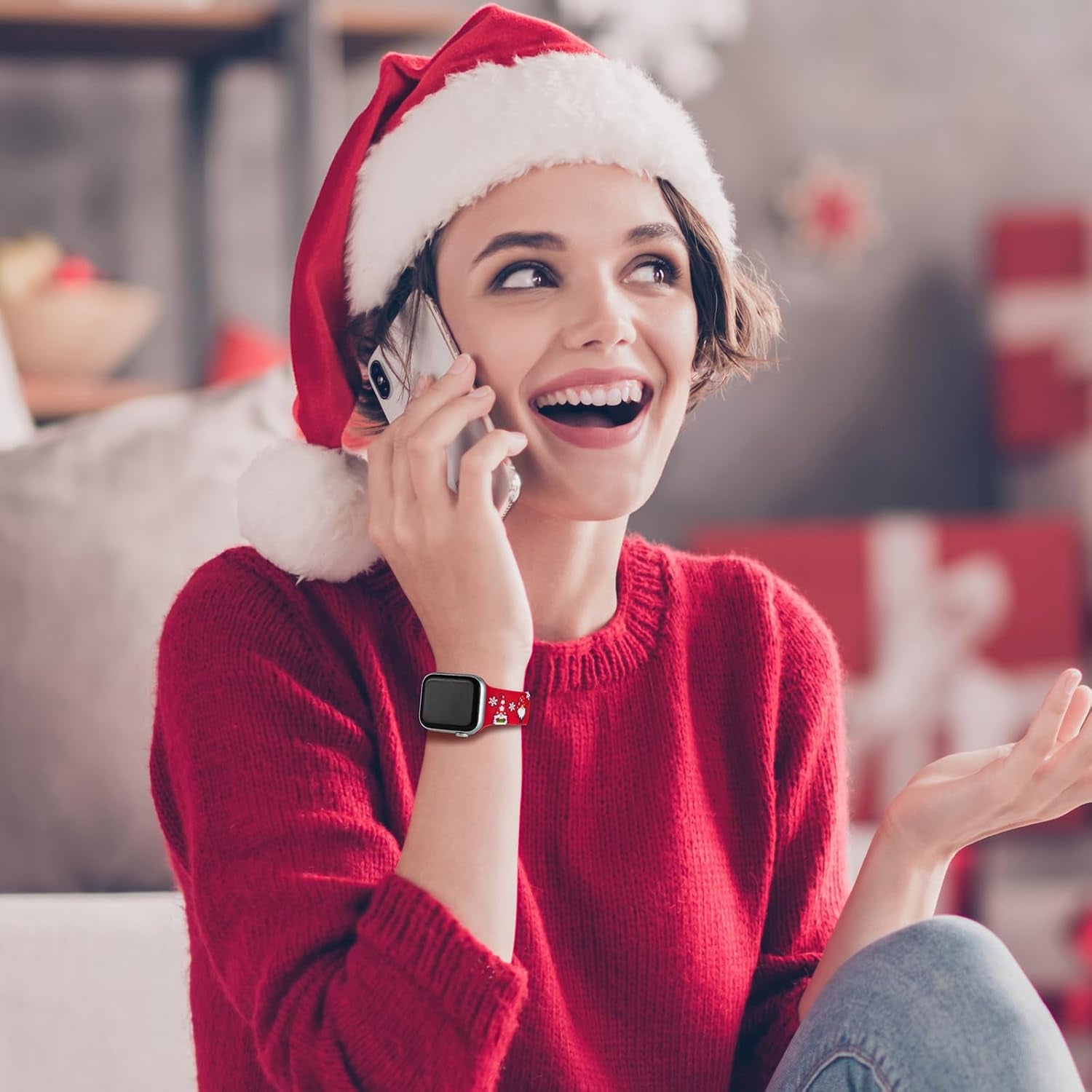 Christmas Silicone Bands Compatible with Apple Watch Band 38Mm 40Mm 41Mm 42Mm 44Mm 45Mm 49Mm, Soft Strap Pattern Printed Wristband for Iwatch Series 9 8 SE 7 6 5 4 3 2 1 Ultra Women Men