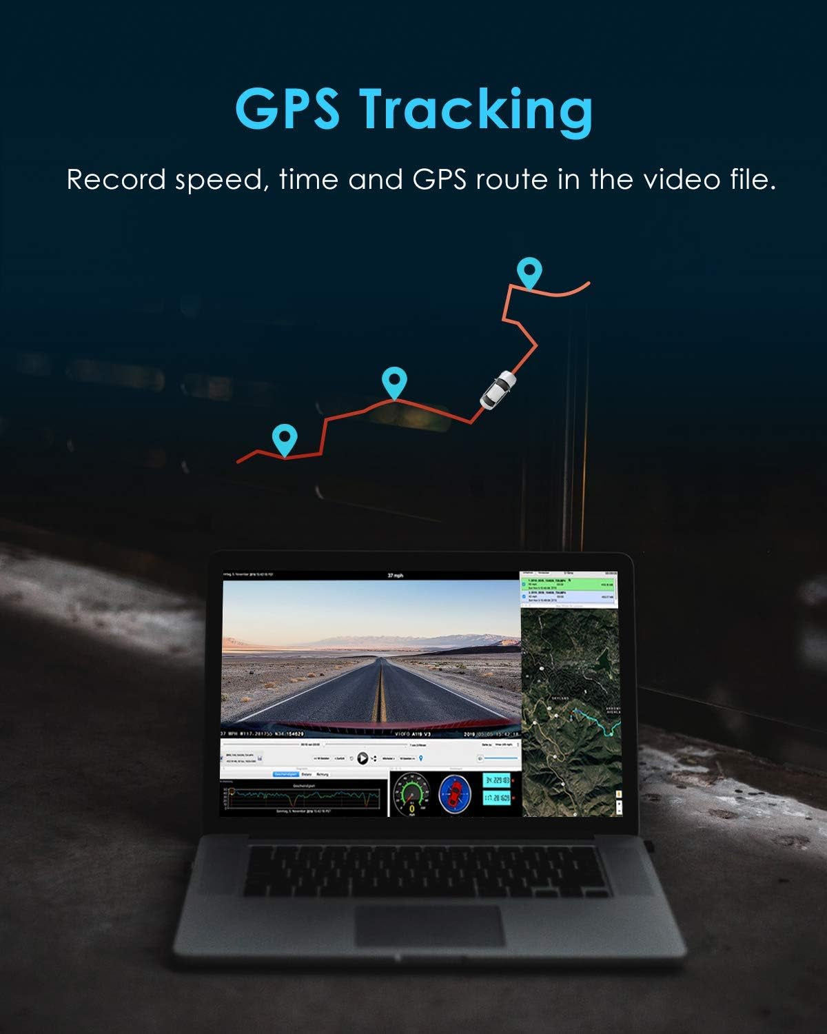 Dash Cam  A119 V3 2K 2560X1440P Quad HD+ Car Dash Camera, Ultra Clear Night Vision, 140-Degree Wide Angle, GPS Included, Buffered Parking Mode, True HDR, Motion Detection, Time Lapse