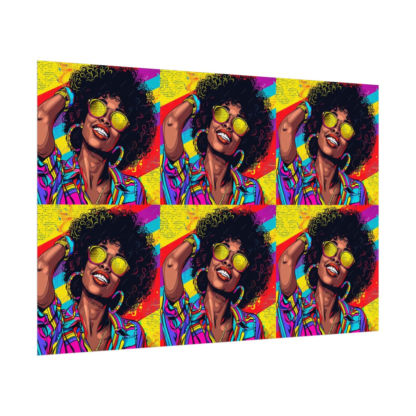 Woman afro hair with braids fat black color drawing Rolled Posters