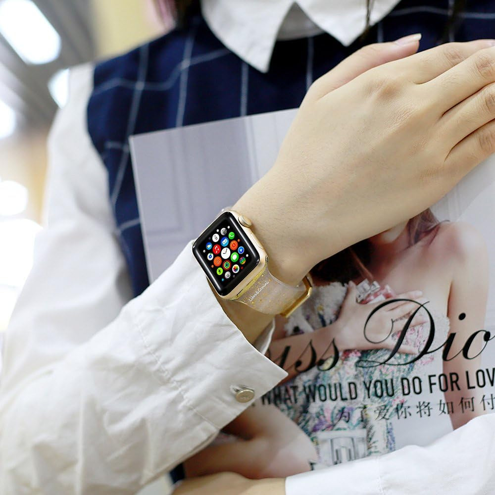 Compatible with Apple Watch Band, Women Transparent Clear Soft Cute Silicone Sports Iwatch Band Strap for Apple Watch Series 8/7/6/5/4/3/2/1/SE