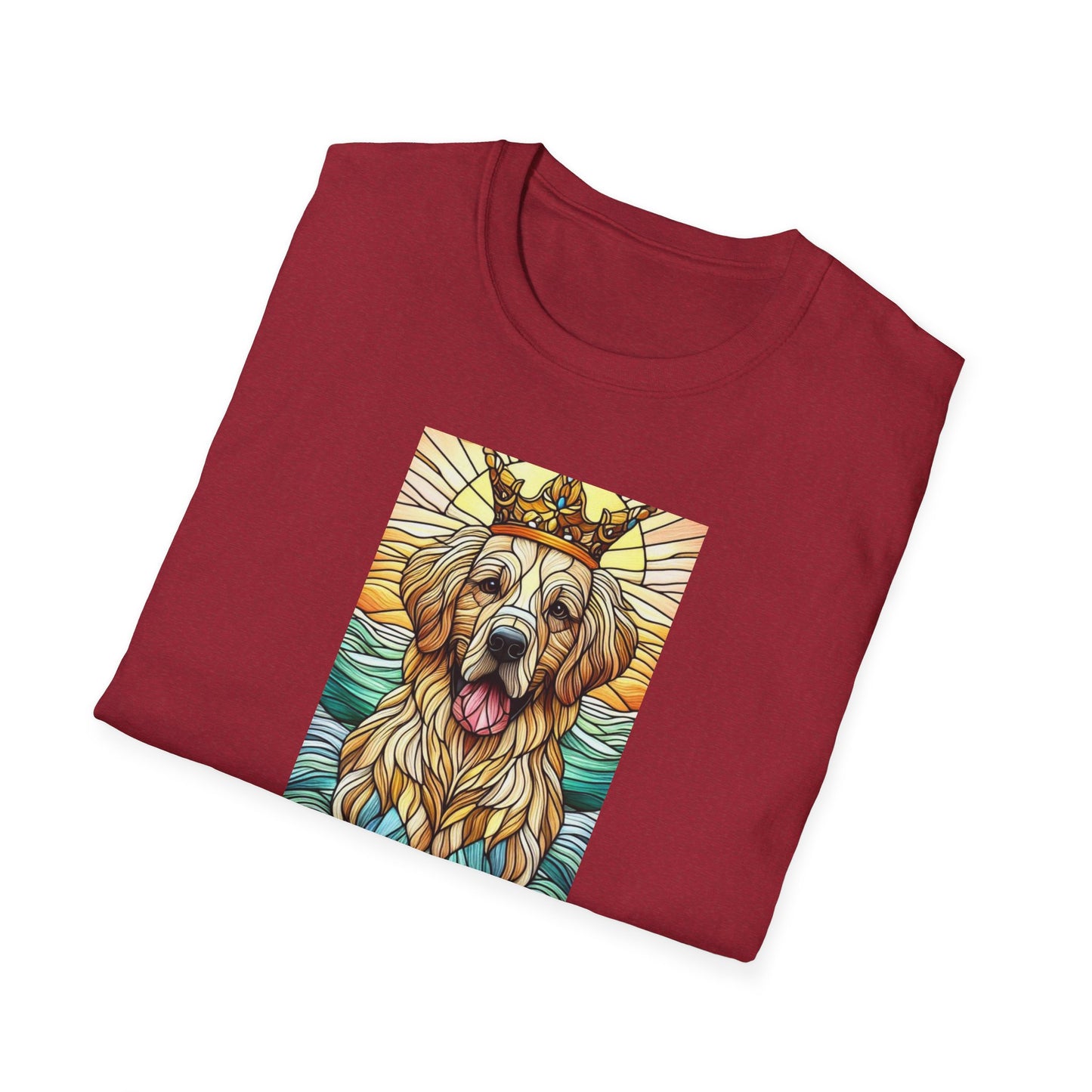 Golden Retriever Animal Stained Glass Design Unisex Softstyle T-Shirt