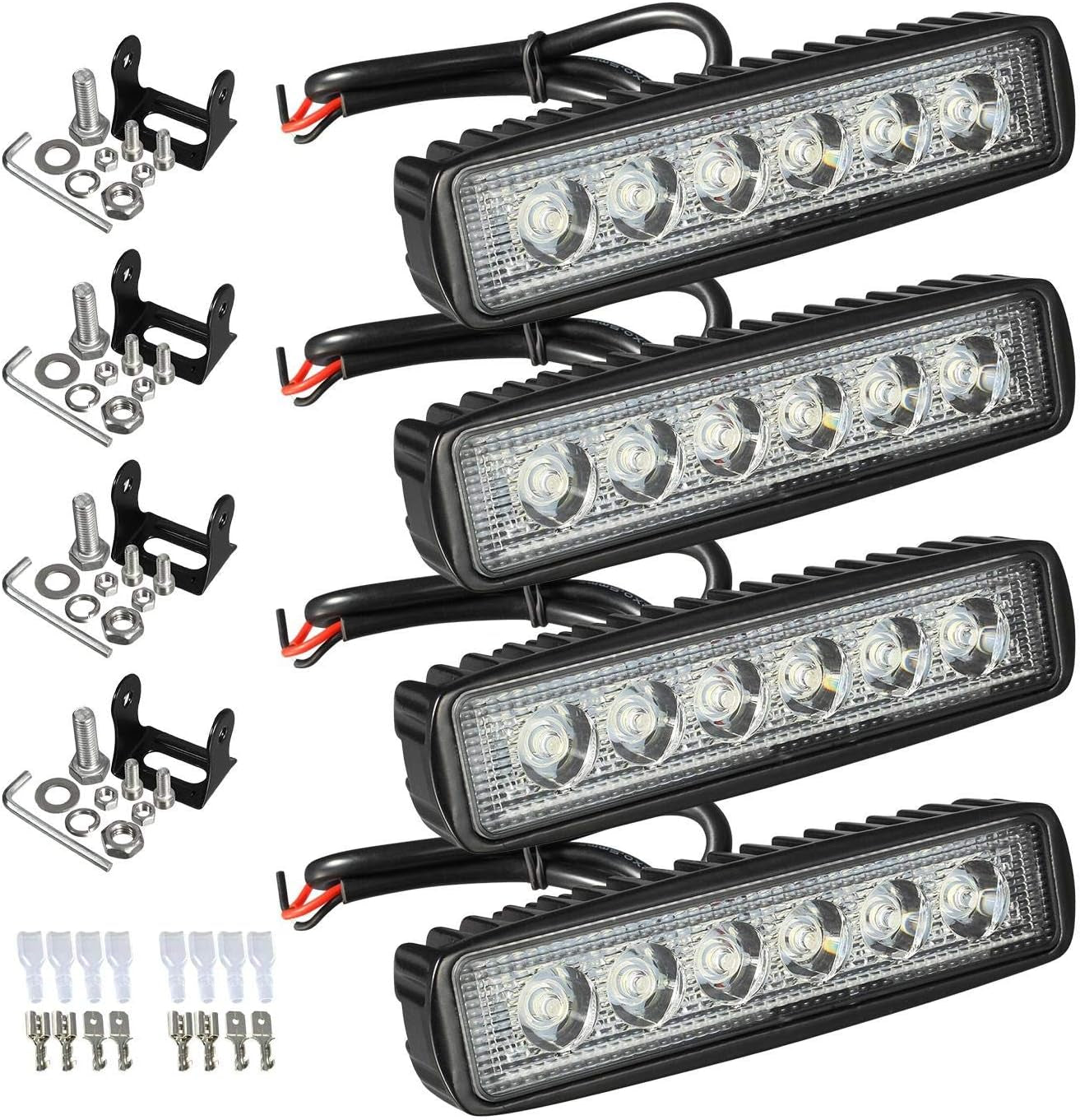 6" LED Light Bar White 36W 6500K Super Bright Spot Work Pods Single Row off Road Driving Fog Boat Light Waterproof SUV ATV 4WD Car Truck Golf Cart 12V 24V IP67 (2Pcs)