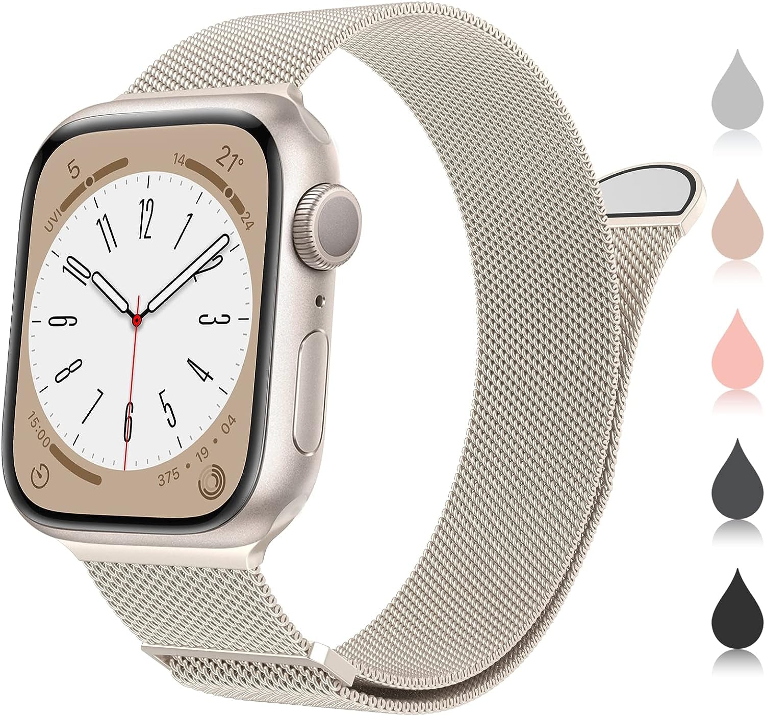 Compatible with Apple Watch Band Series 9, Ultra 2, SE, Ultra 8 7 6 5 4 3 2 1 38Mm 40Mm 41Mm 42Mm 44Mm 45Mm 49Mm Women and Men, Stainless Steel Mesh Loop Magnetic Clasp Replacement For