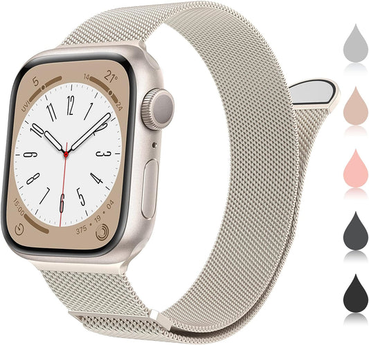 Compatible with Apple Watch Band Series 9, Ultra 2, SE, Ultra 8 7 6 5 4 3 2 1 38Mm 40Mm 41Mm 42Mm 44Mm 45Mm 49Mm Women and Men, Stainless Steel Mesh Loop Magnetic Clasp Replacement For