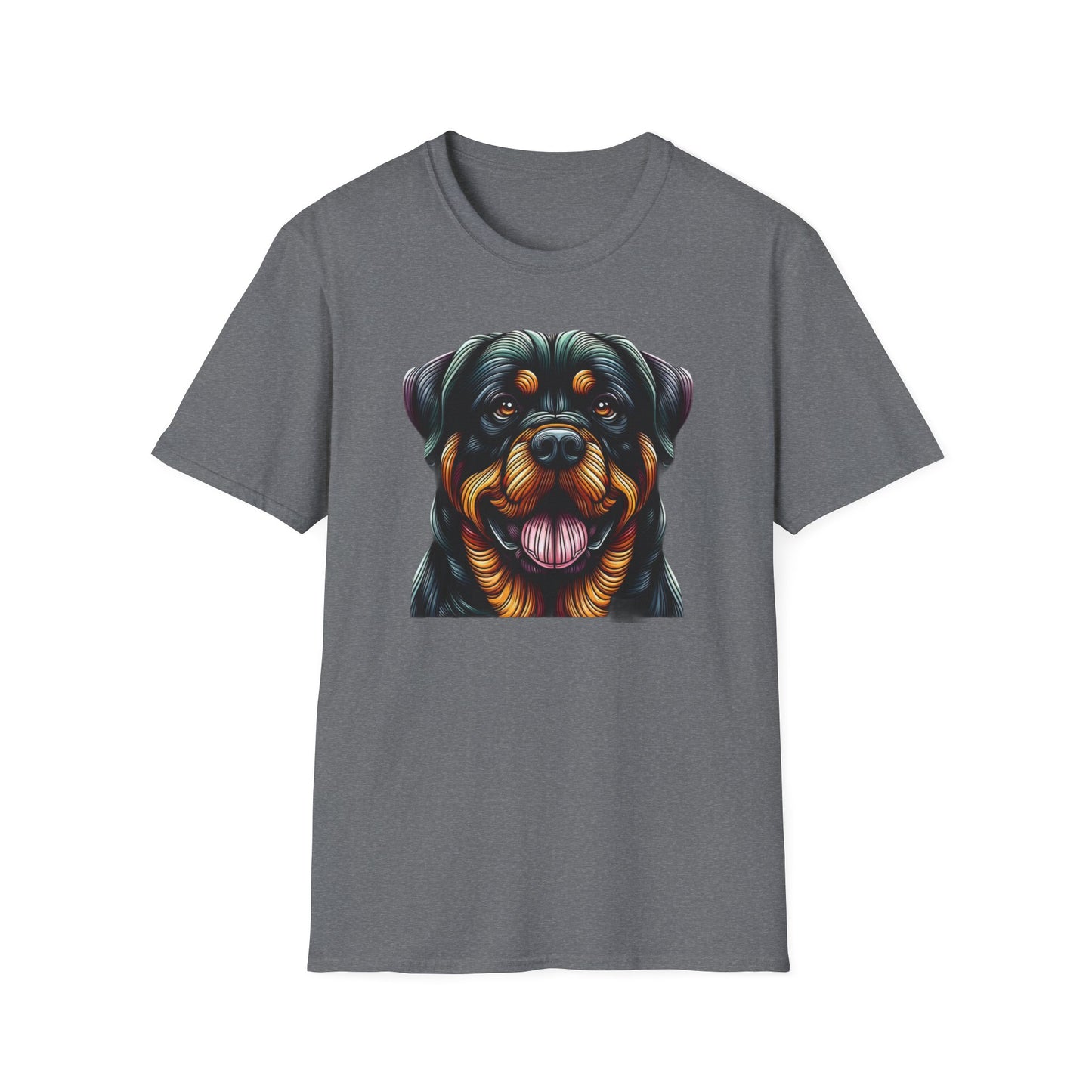 Rottweiler Animal Stained Glass Design Unisex Softstyle T-Shirt