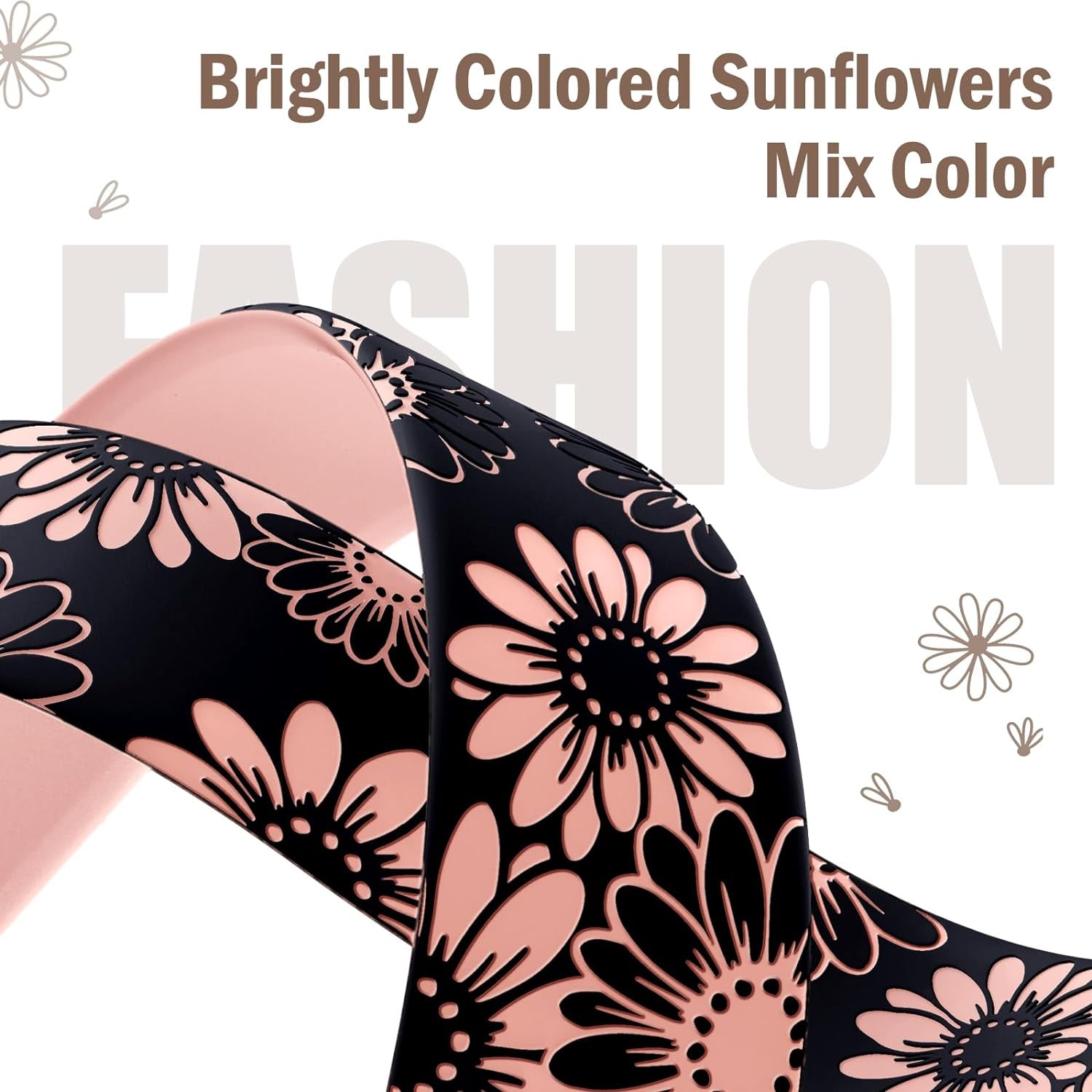 Floral Engraved Band Compatible with Apple Watch Band 40Mm 38Mm 41Mm 42Mm 44Mm 45Mm 49Mm, Soft Silicone Cute Two-Tone Flower Sport Strap for Iwatch Bands Women Series 9 8 7 6 5 4 3 2 1 SE Ultra Ultra 2