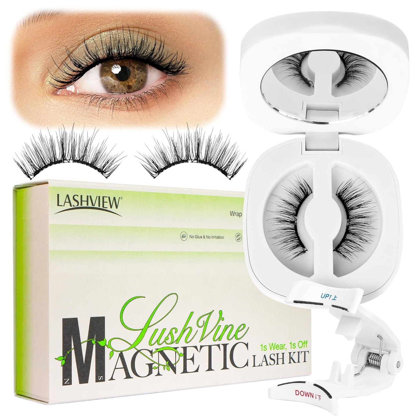 Magnetic Eyelashes with Applicator, Reusable Soft Magnetic Eyelashes Natural Look, No Glue Needed, Windproof & Waterproof for All-Day Comfort (L01)