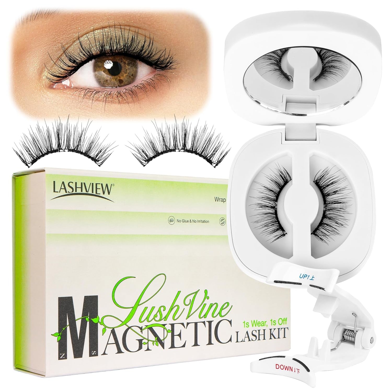 Magnetic Eyelashes with Applicator, Reusable Soft Magnetic Eyelashes Natural Look, No Glue Needed, Windproof & Waterproof for All-Day Comfort (L01)