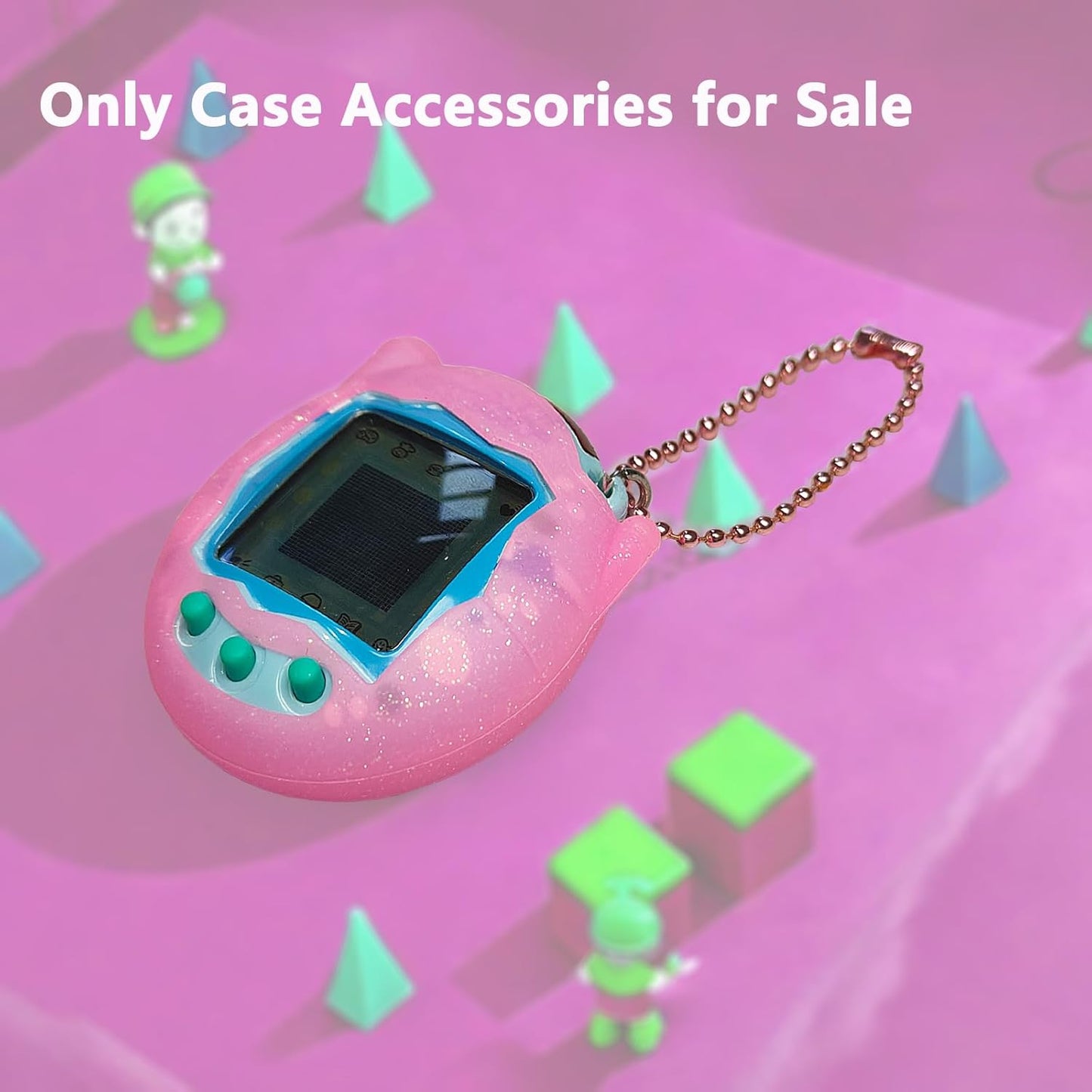 Silicone Cover Case for Tamagotchi Connection Virtual Reality Pet, Screen Protector for Tamagotchi Connection Electronic Pet Accessories (Silicone Case and Screen Film) (Pink) ZOUSA