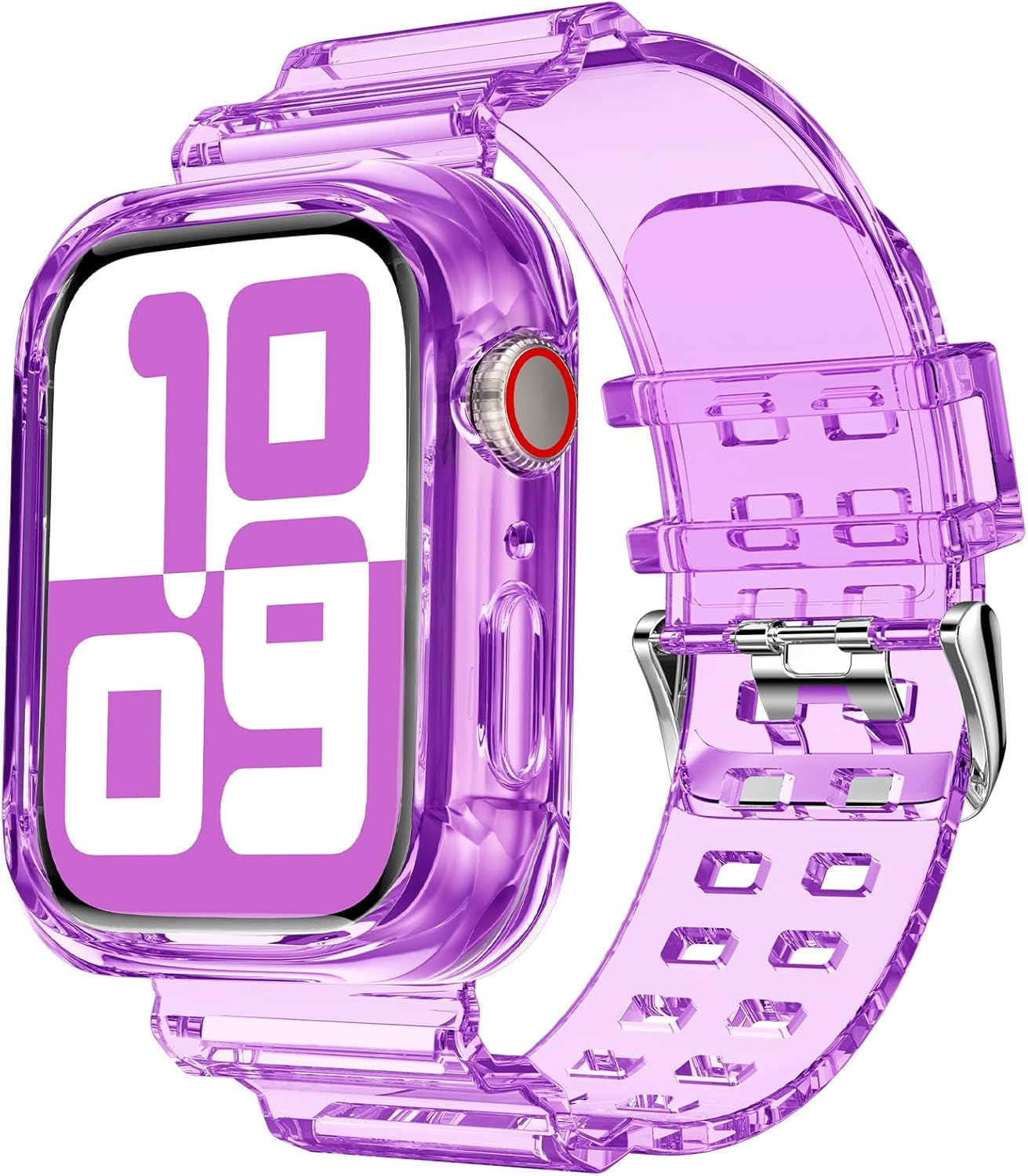 Compatible for Clear Apple Watch Band with Bumper Case, Women Men Glitter Bling TPU Sport Strap for Iwatch SE Ultra Series 10 9 8 7 6 5 4 3 2 1