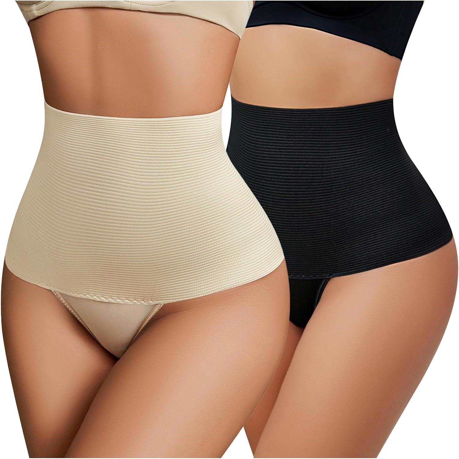 Women'S Shapewear Tummy Control Thong Mid Waist Lightweight Shaping Underwear Panty Girdle Body Shaper Brief