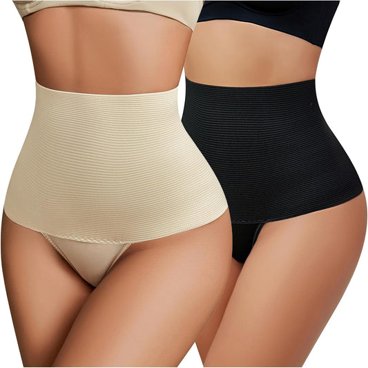 Women'S Shapewear Tummy Control Thong Mid Waist Lightweight Shaping Underwear Panty Girdle Body Shaper Brief