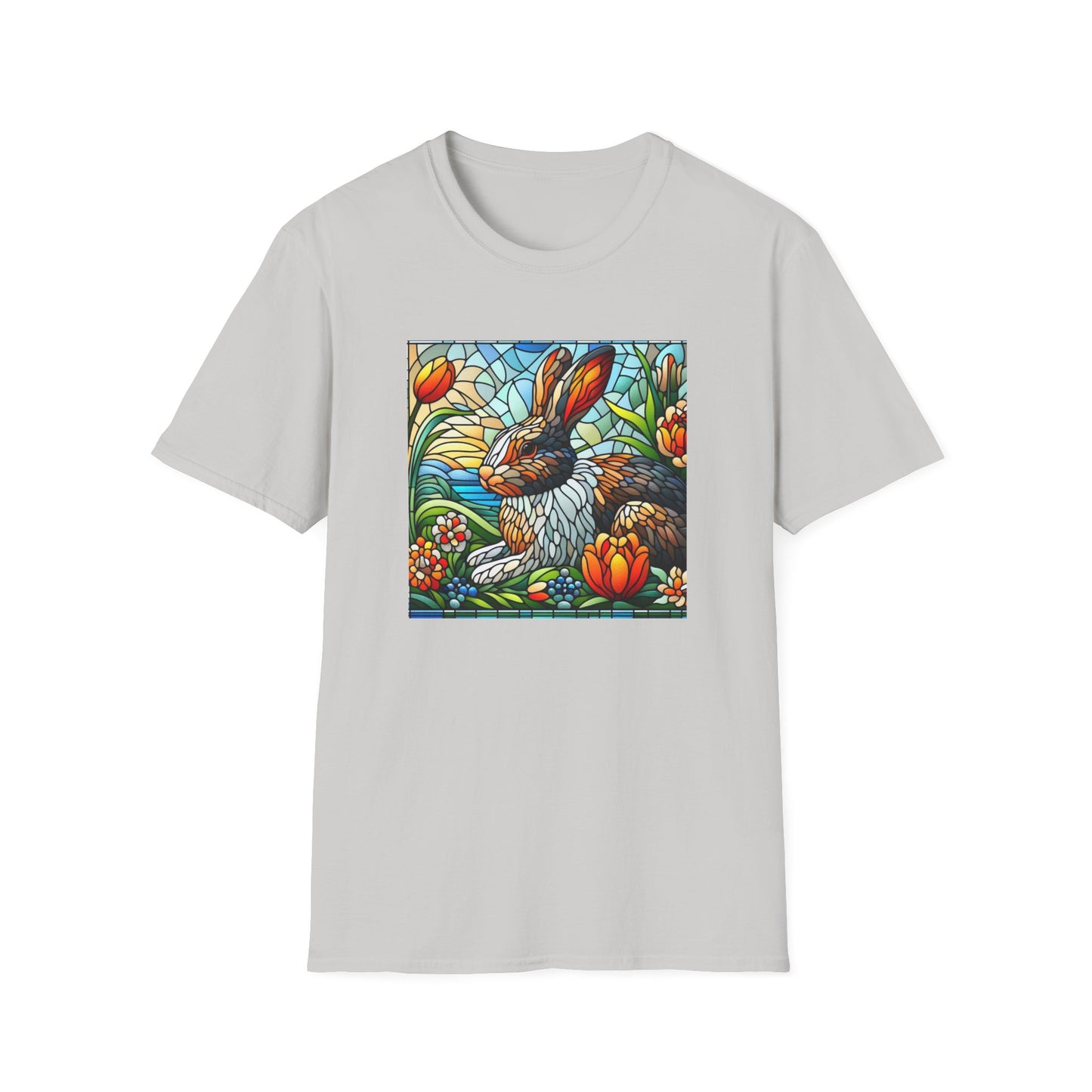 Dutch Rabbit Animal Stained Glass DesignUnisex Softstyle T-Shirt