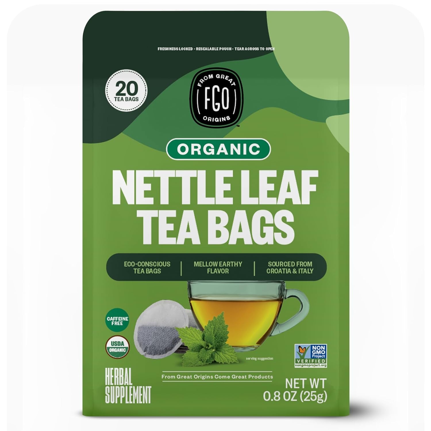 Organic Tulsi Holy Basil Tea, 100 Count, Eco-Conscious Herbal Tea Bags, Resealable Bag, Caffeine Free, Packaging May Vary (Pack of 1) TLBH