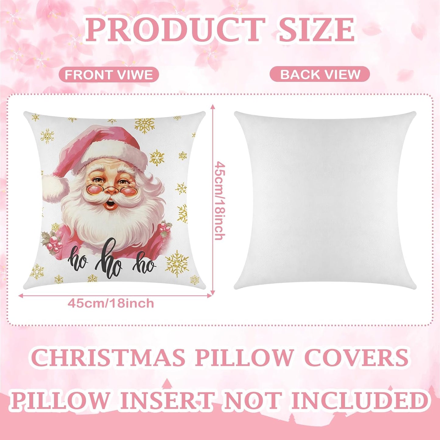 8 Pcs Pink Christmas Pillow Covers 18 X 18 Inch Pink Santa Christmas Tree Sleigh Snowman Gift Throw Pillow Covers Linen Pillowcase Pink Decorations Throw Pillow Covers Decor for Sofa Couch