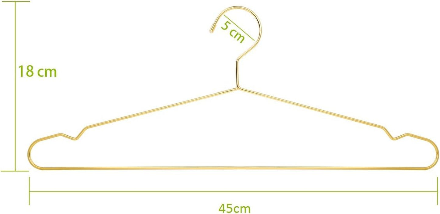 17.7" Strong Metal Wire Clothes Hangers, Coat, Standard Suit Hangers, Ideal for Everyday Use, 30 Pack, Gold