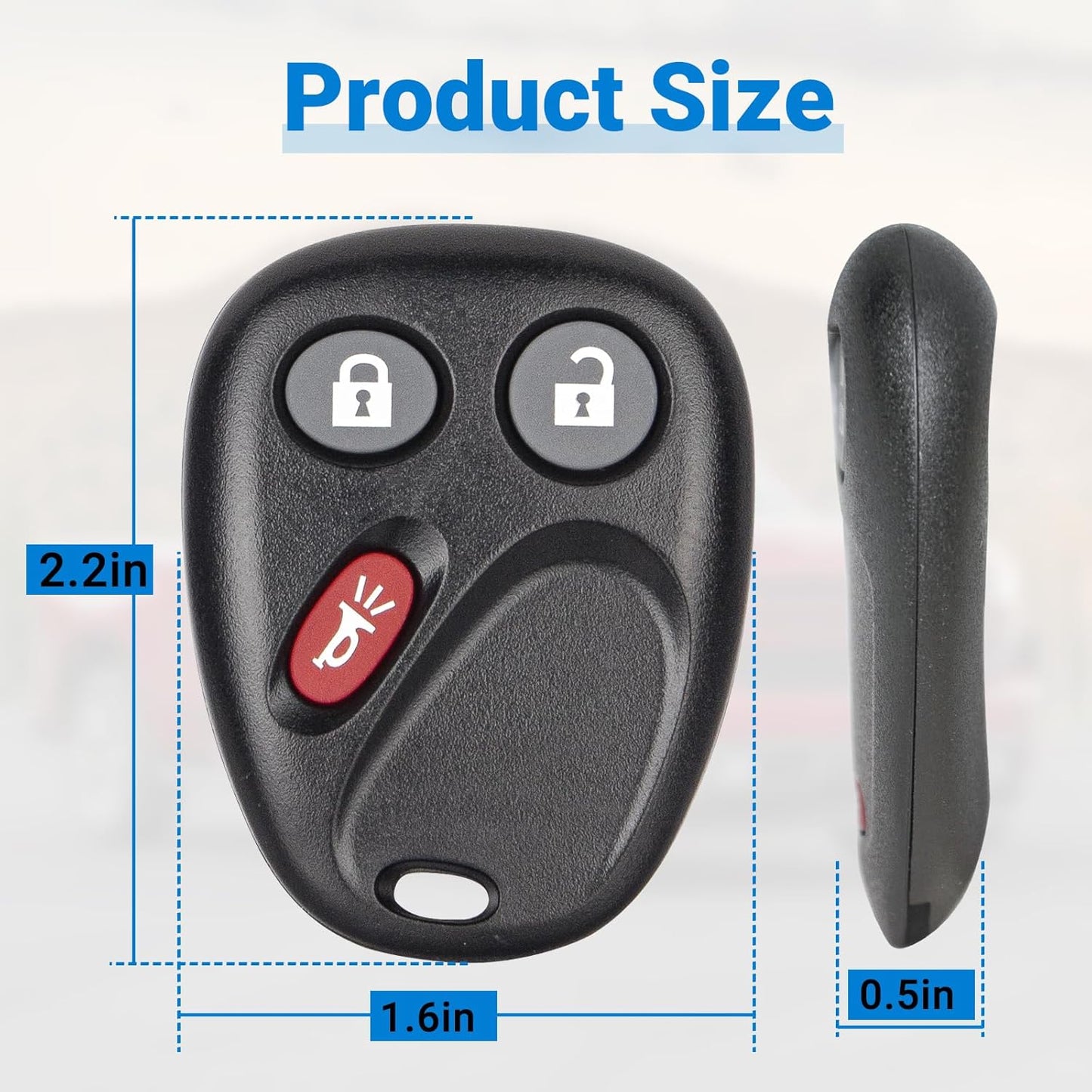 Keyless Entry Car Key Fob Replacement for 2003-2007 Chevy Chevrolet Silverado Tahoe Avalanche Equinox SSR Suburban/Gmc Sierra Yukon/Cadillac Escalade/Hummer H2 for LHJ011 (2 Pack)