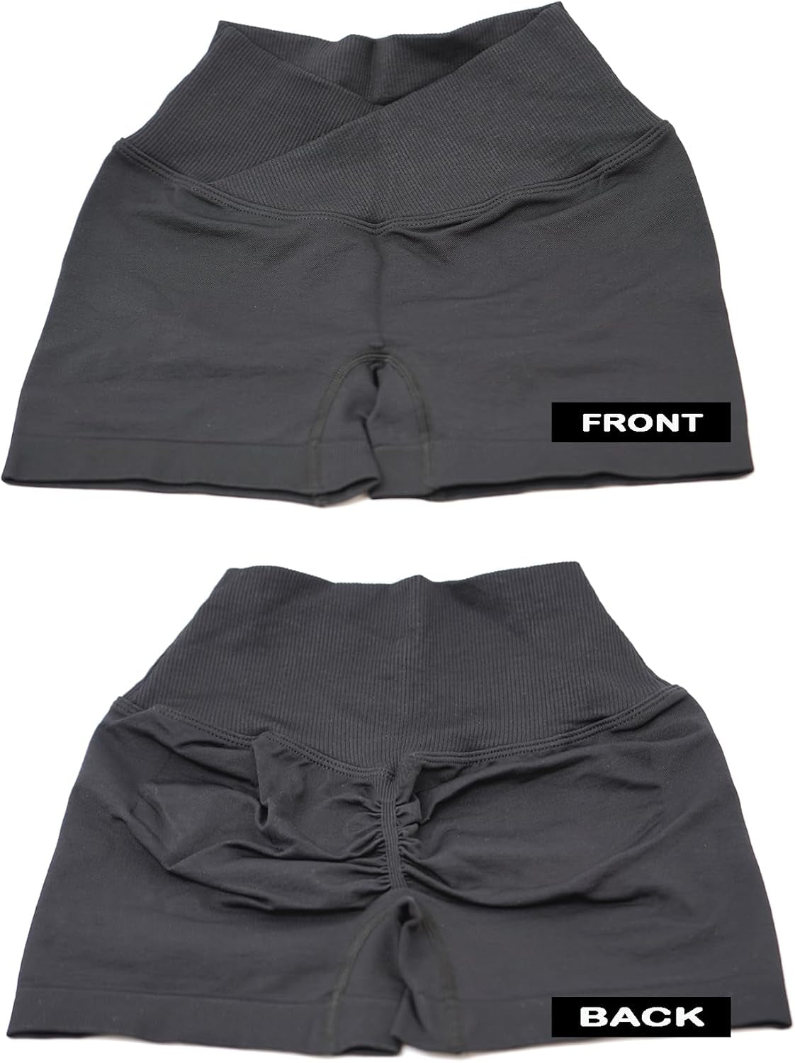 V Cross Waist Scrunch Workout Shorts for Women - 3.5 Inch High Waisted Booty Contour Gym Yoga Shorts