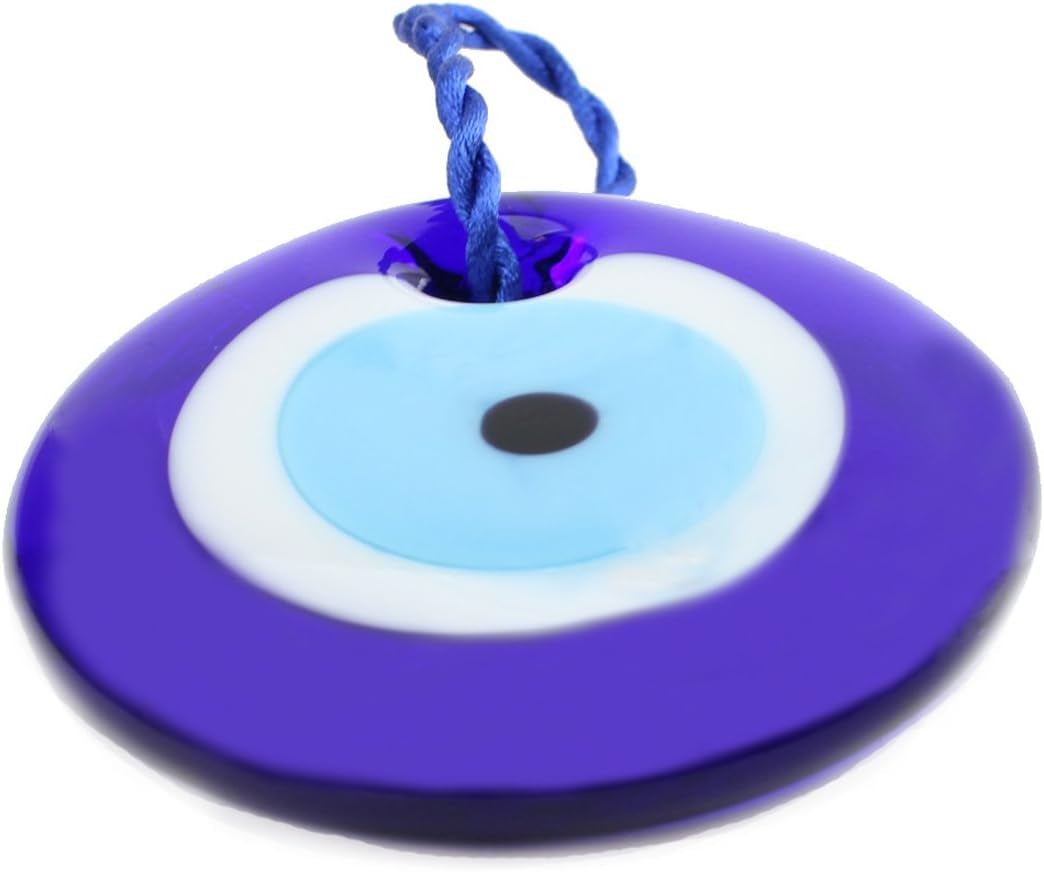 Large Size Turkish Blue Evil Eye (Nazar) ~ Blue Glass Evil Eye Amulet Charm Pendant for Protection Home Decor Idea (1 Pack)