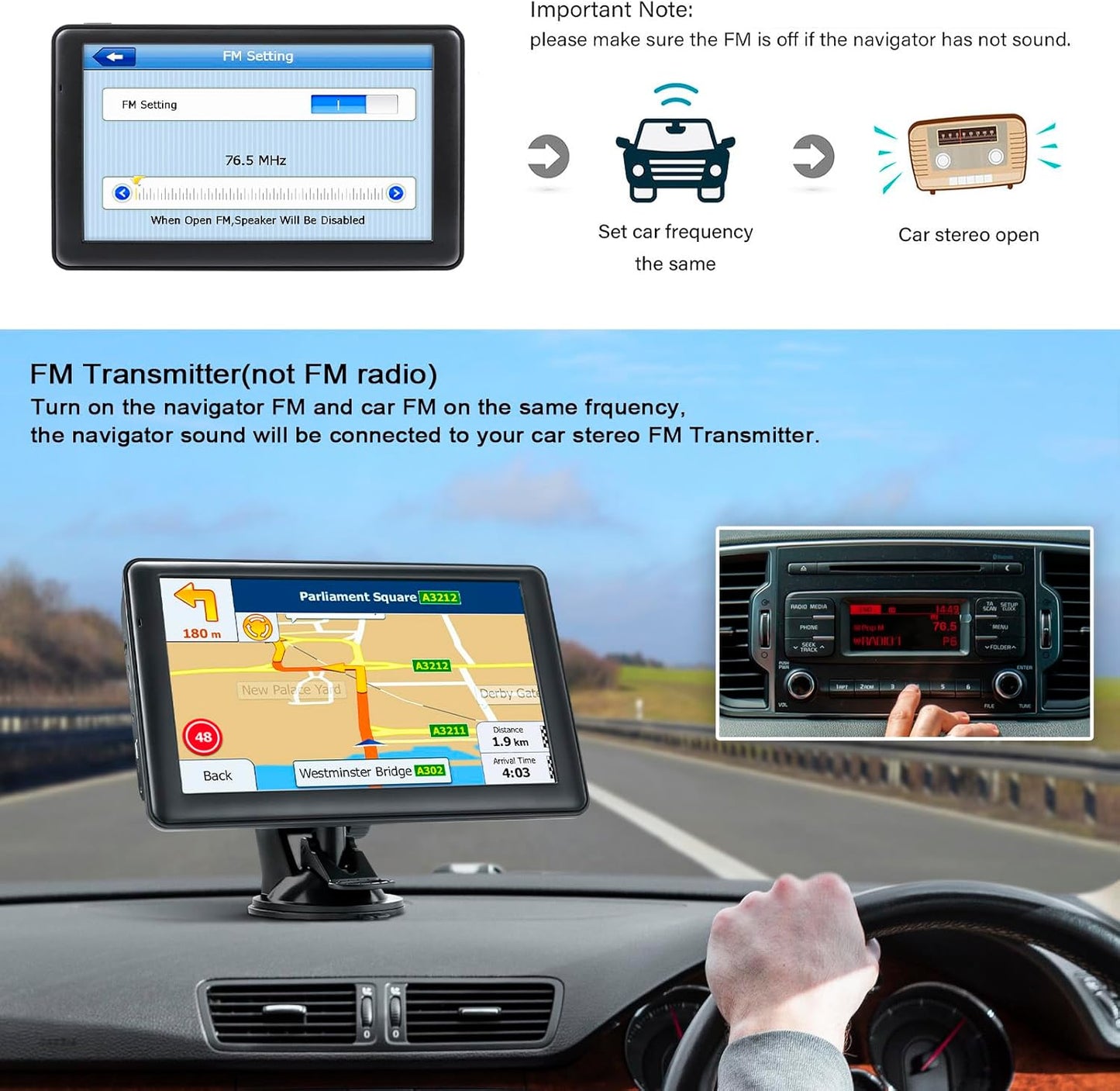 GPS Navigator for Car Truck, GPS Commercial Drivers 2025 Trucker GPS for Semi Truck with 7 in GPS Navigation Systems(Map Free Lifetime Updates), Voice Assist, Speed Limit Warnings TRUCK DRIVER