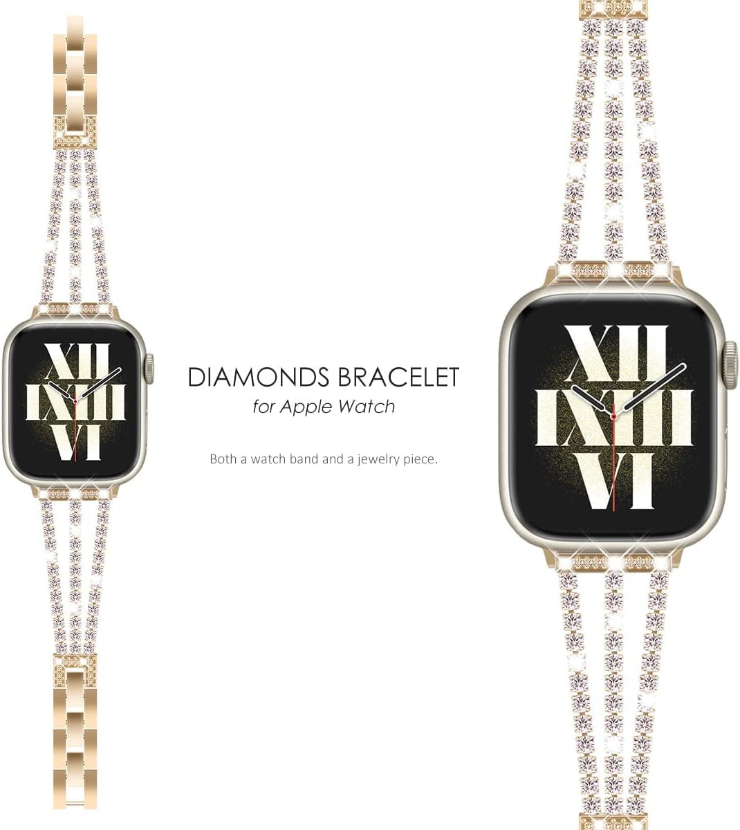 Compatible for Apple Watch Band Series 9 8 Series 7 SE Series 6 5 4 3, Sparkling Bling Shiny Diamonds Bracelet for Iwatch Band Womens