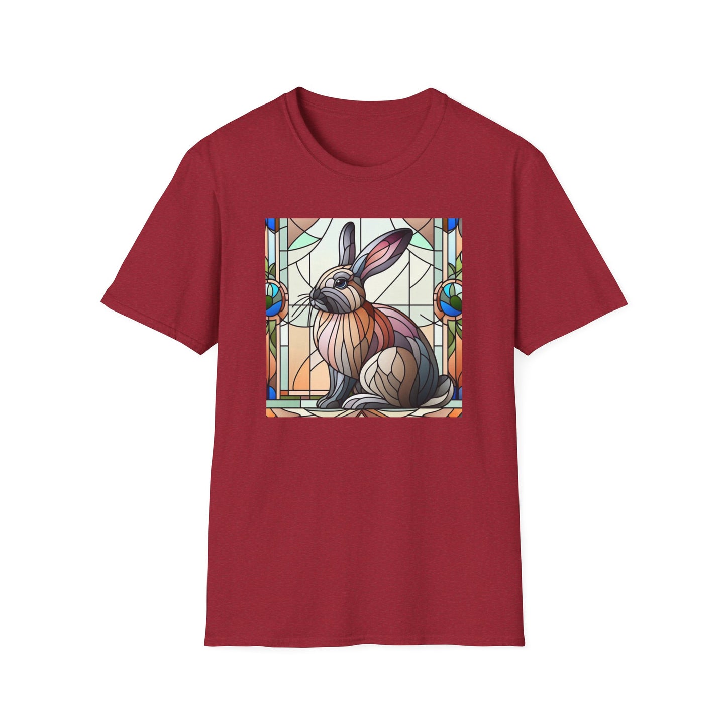 Flemish Giant Rabbit Animal Stained Glass Design Unisex Softstyle T-Shirt