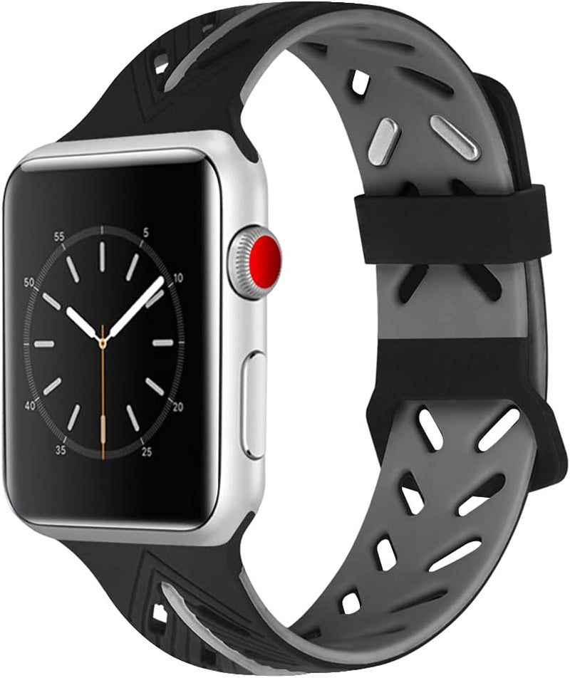 E Bands Compatible with Apple Watch Band 40Mm 38Mm 42Mm 44Mm，Two-Tone Soft Breathable Silicone Sports Replacement Strap Women Girls Compatible for Iwatch Series SE 6 5 4 3 2 1